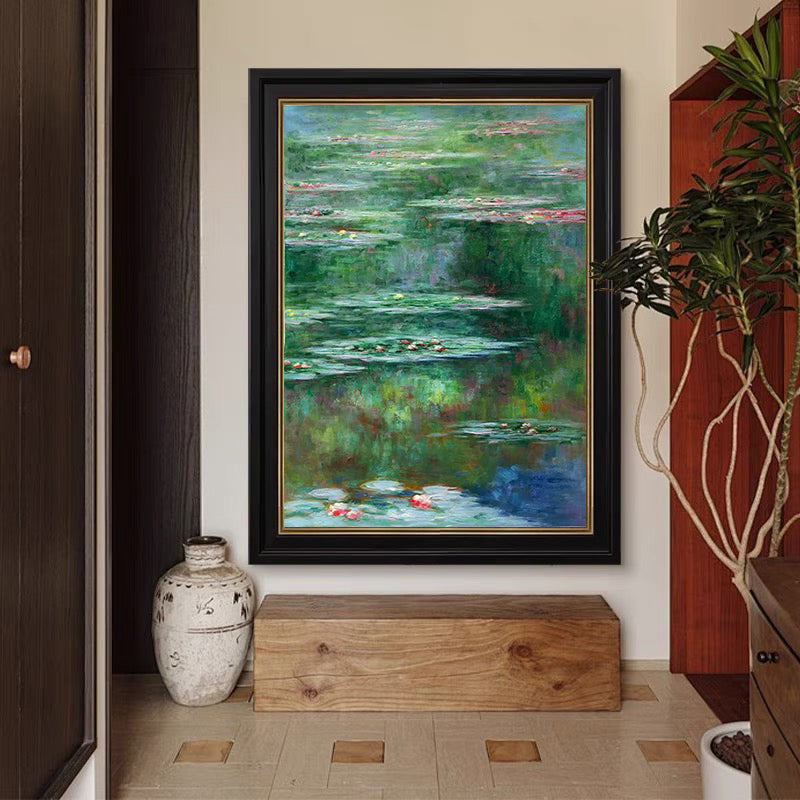 Monet Inspired Water Lilies, Vertical Impressionist Canvas #BGA 172