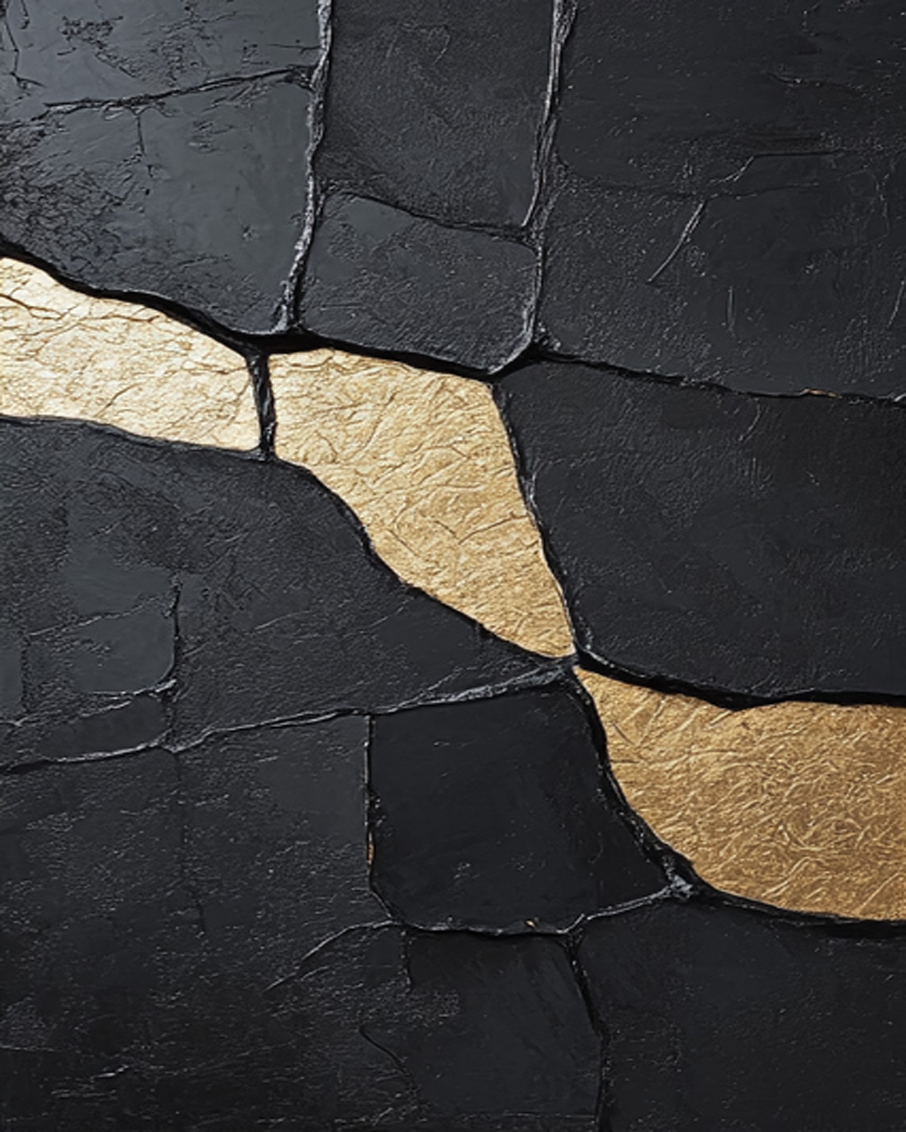 Contemporary Black Impasto Art with Striking Organic Gold #BGA 269
