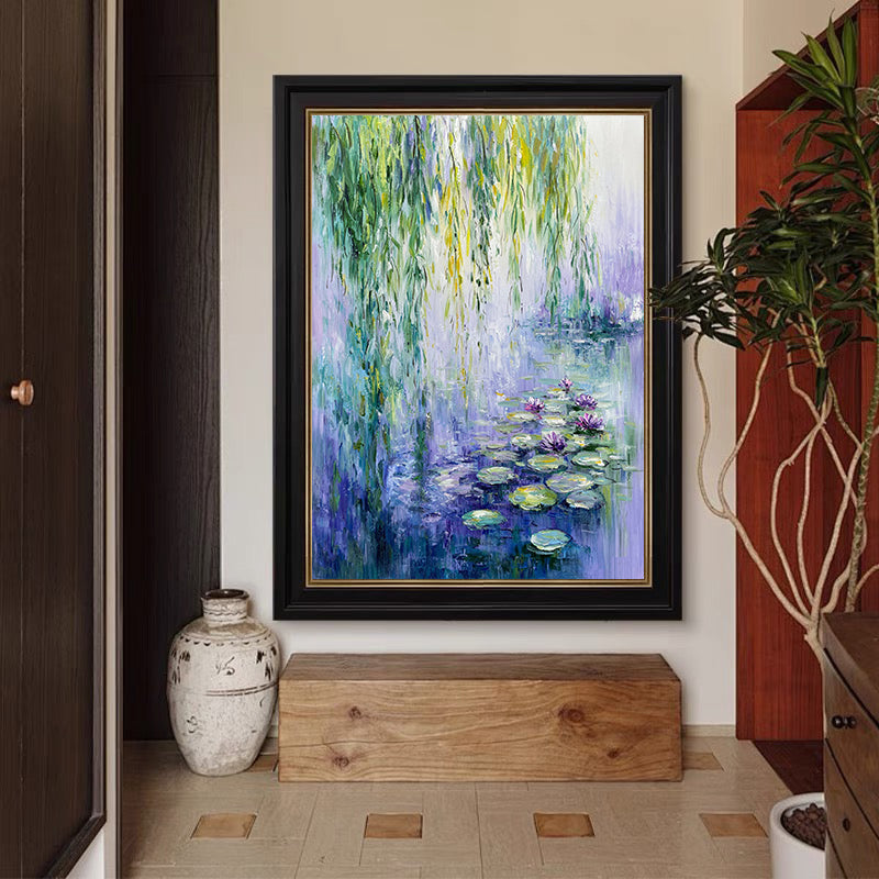 Monet's Water Lilies Tribute, Weeping Willow Landscape #BGA 173