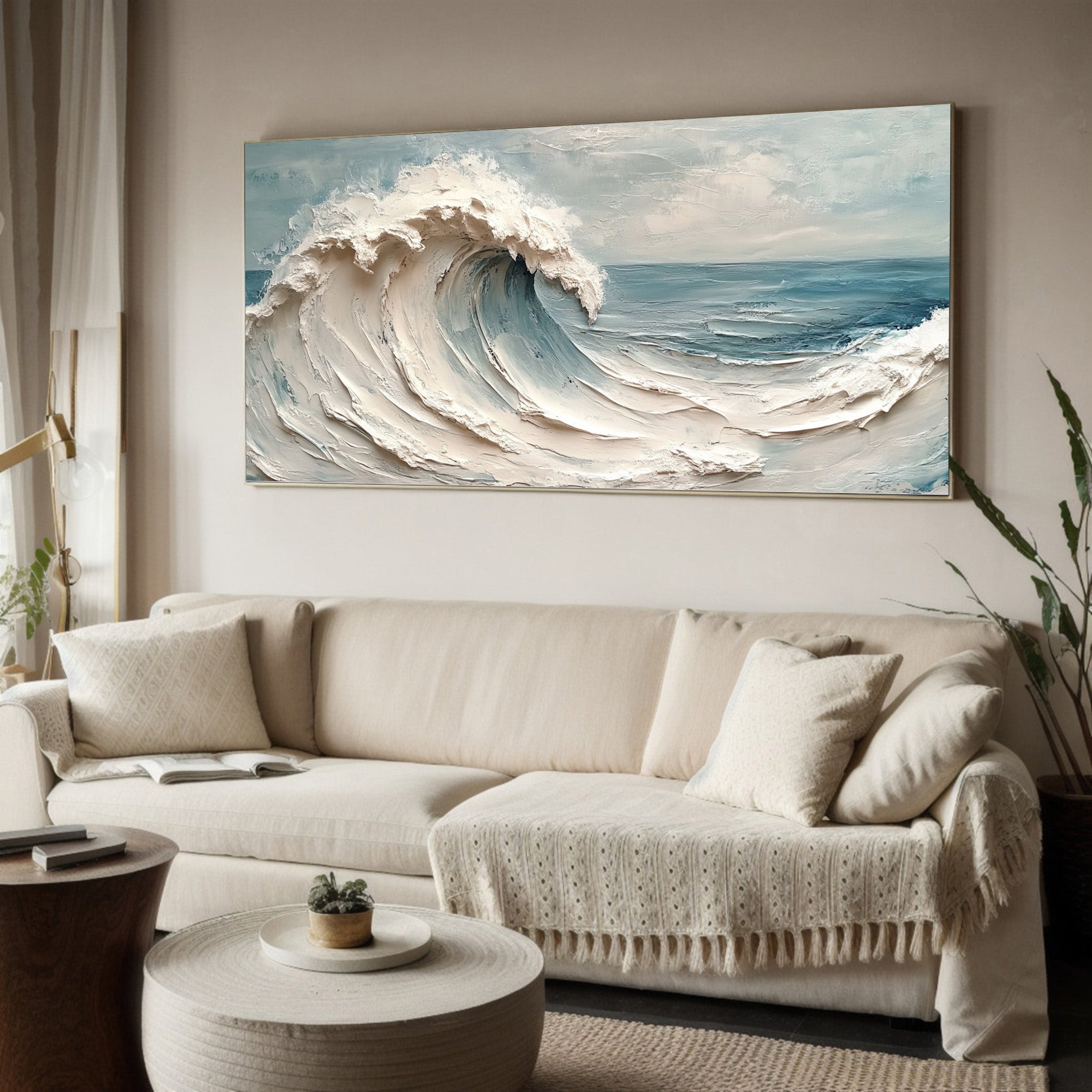 Impasto Ocean Wave Painting, Dynamic Seascape Wall Art #BGA 263
