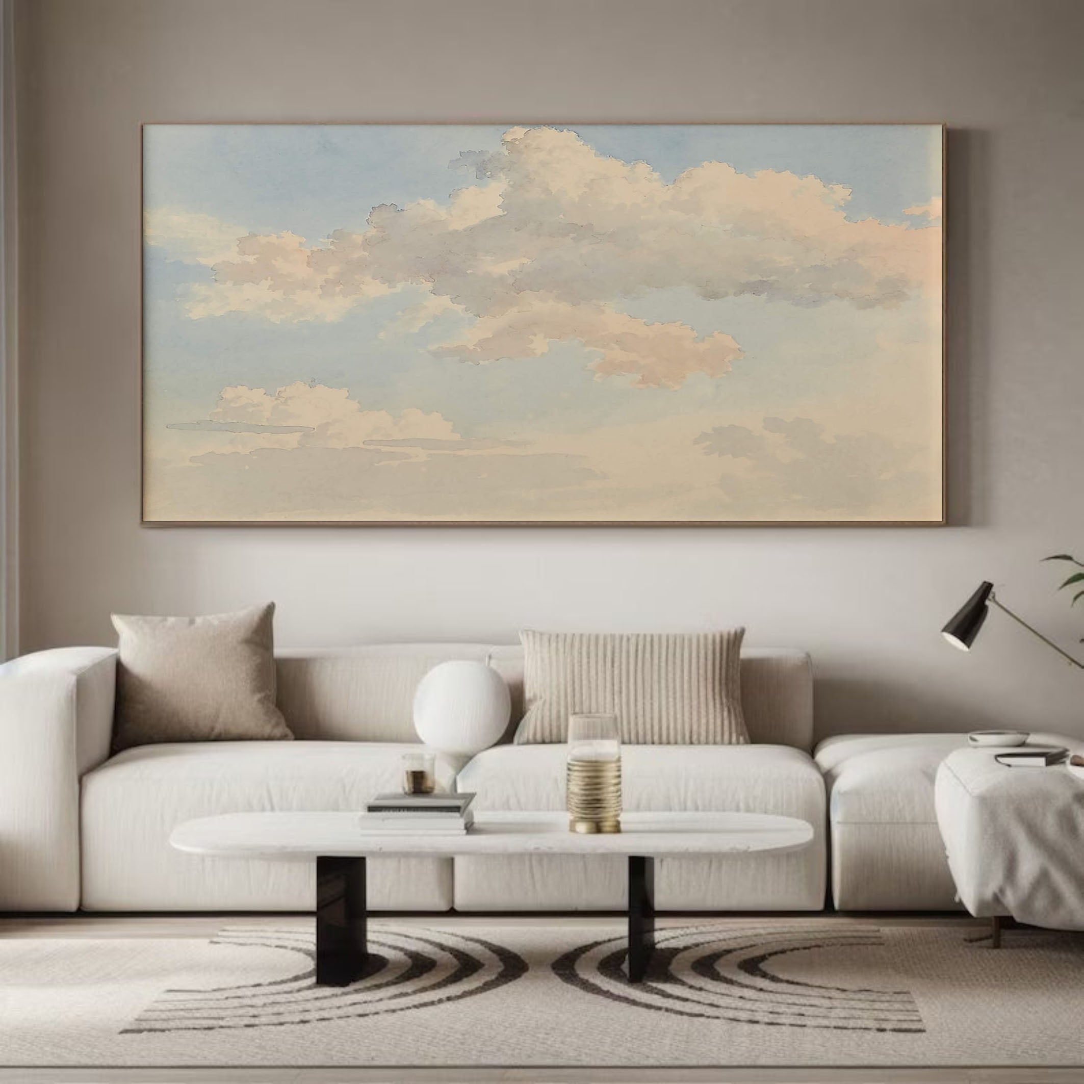 Pale Blue Sky With Beige Cloud, Modern Wall Art #BGA 113