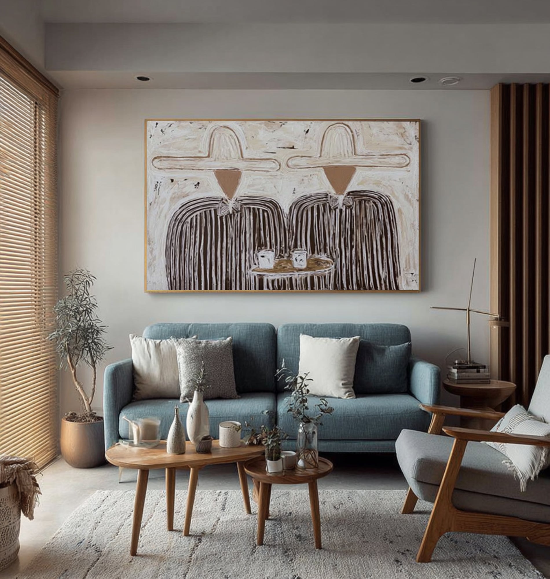 Large Minimalist Couple Painting Modern Figurative Wall Art