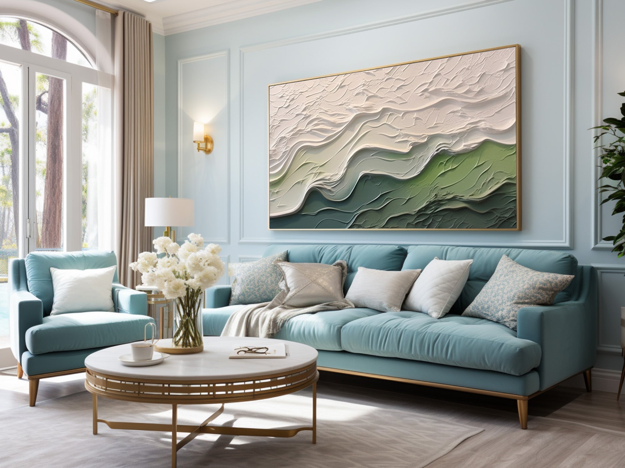 Impasto Seascape Painting Abstract Beach Waves #WG 092