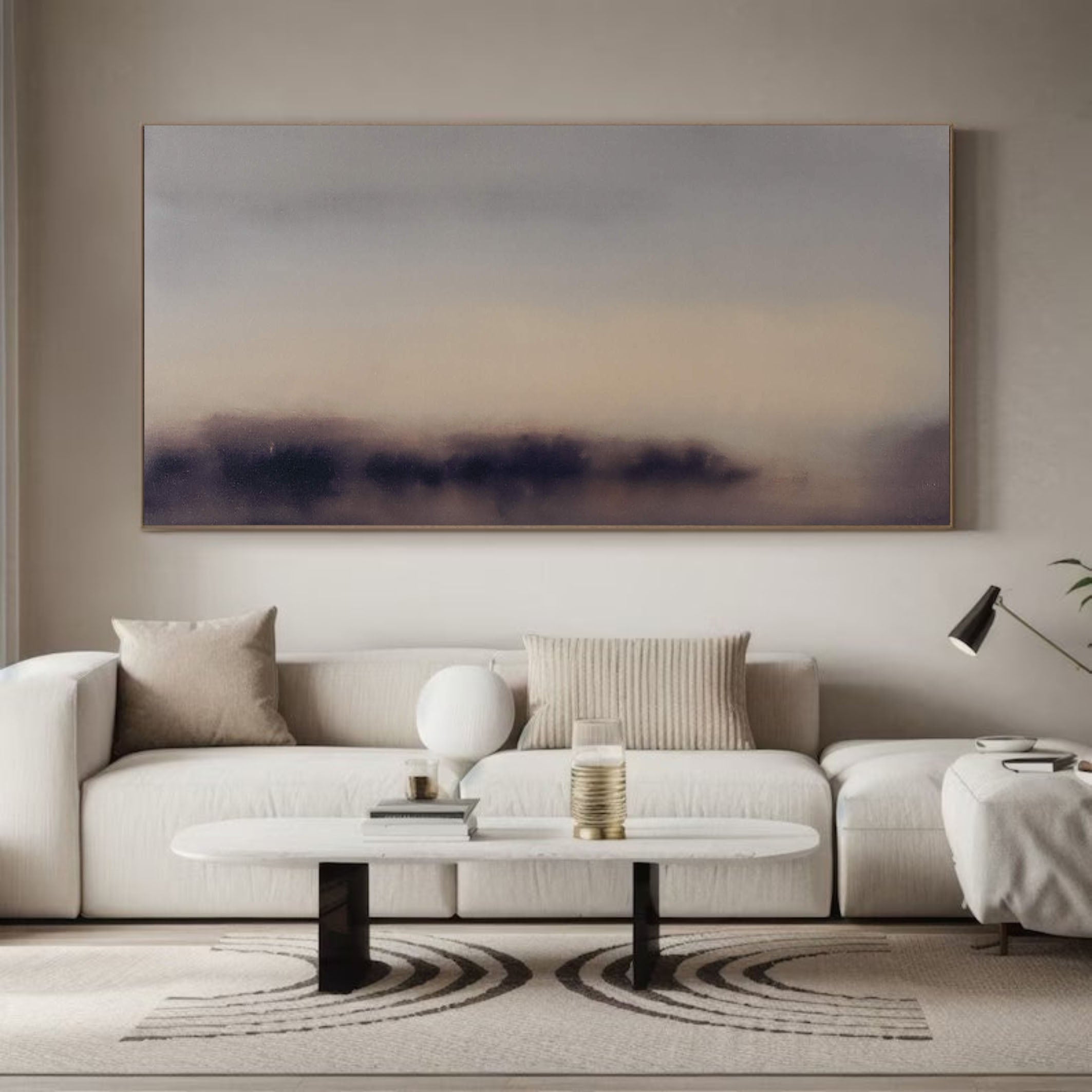 Abstract Horizon Landscape and Mist, Blended Purple and Beige #BGA 121