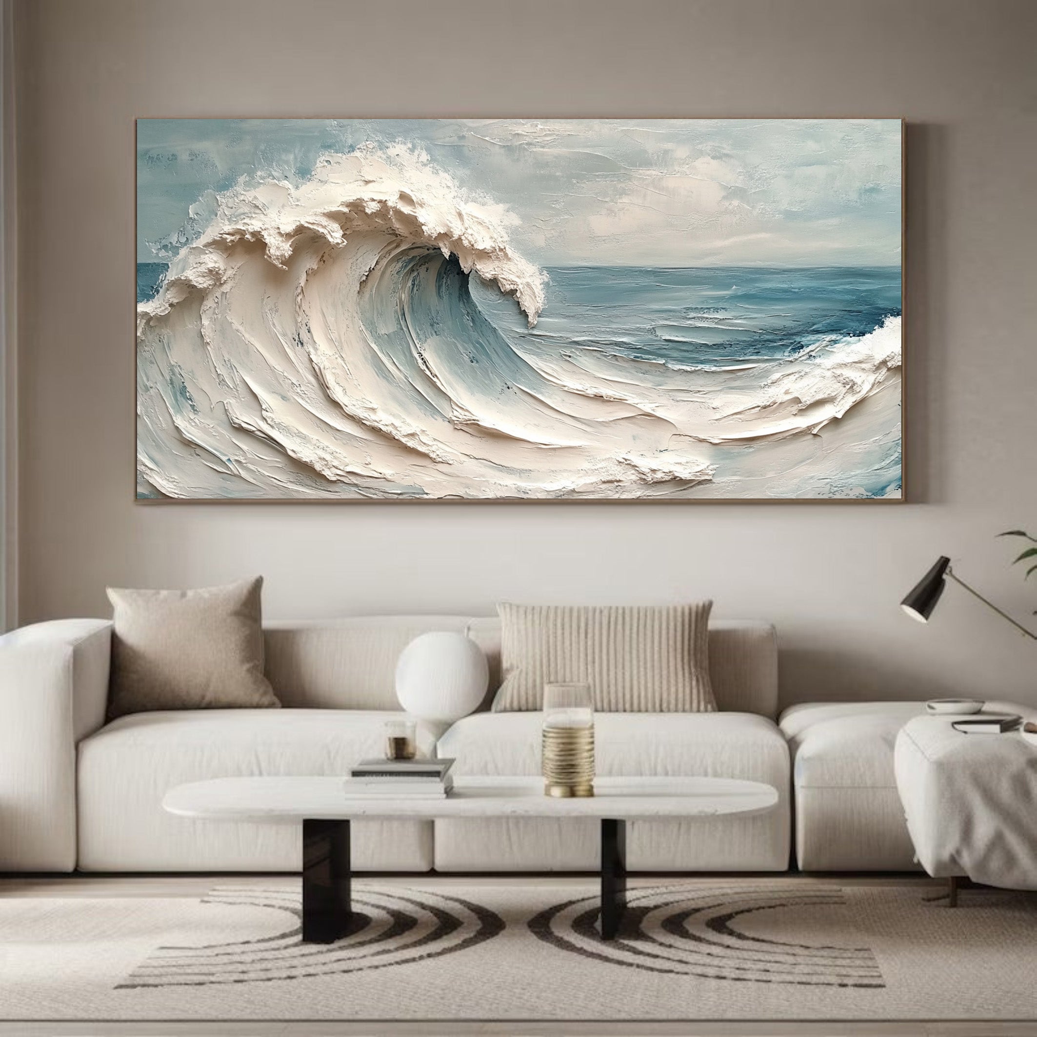 Impasto Ocean Wave Painting, Dynamic Seascape Wall Art #BGA 263