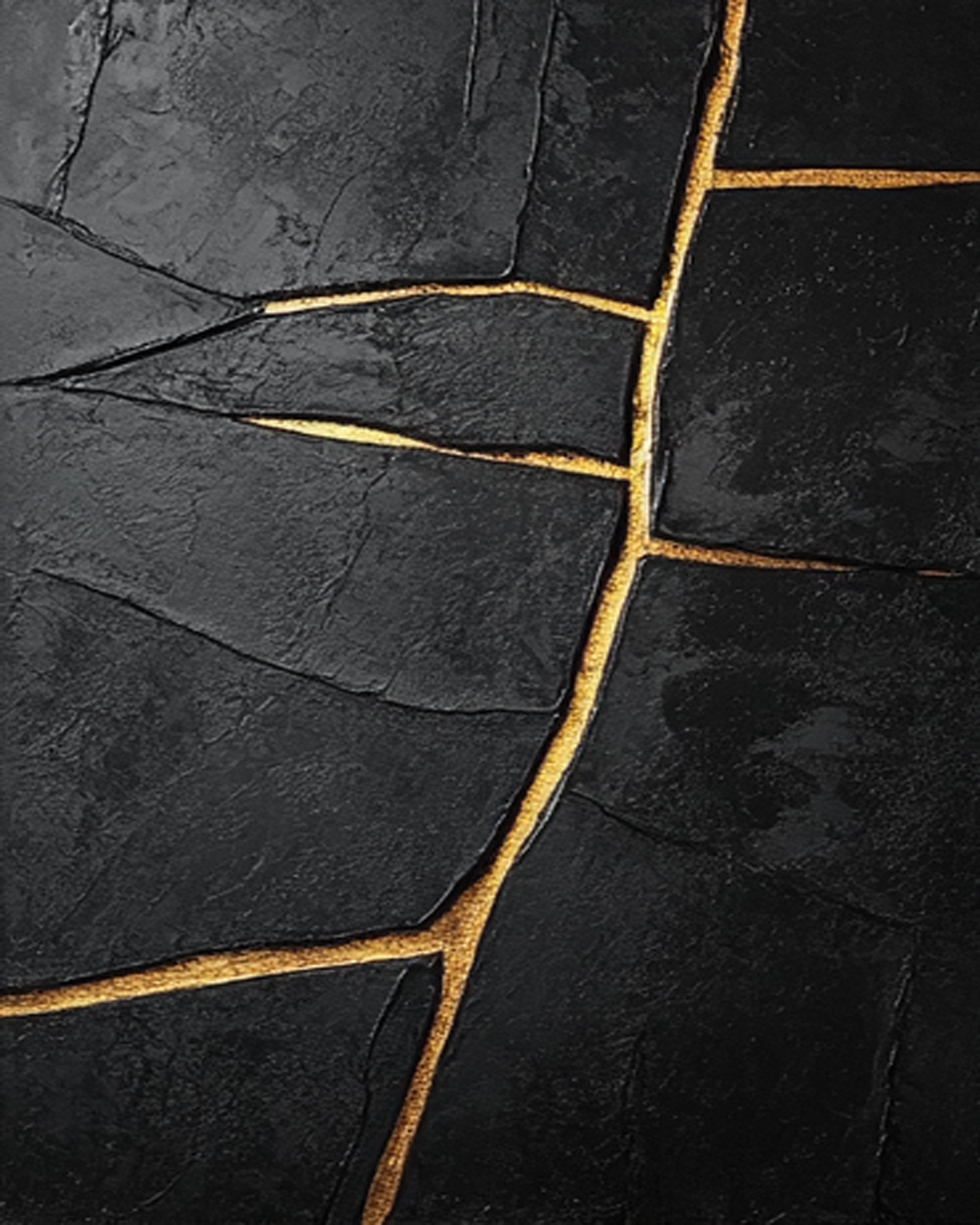 Contemporary Black Impasto with Striking Linear Gold #BGA 268