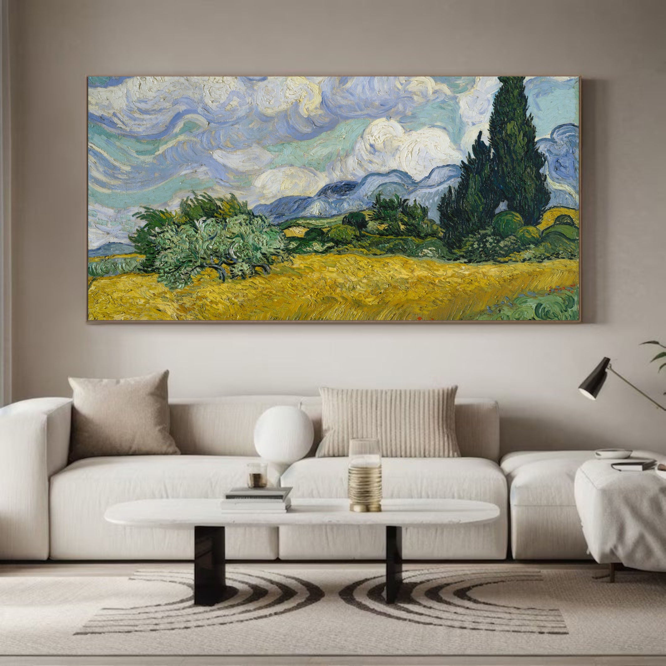 Wheat Field with Cypresses, Van Gogh Inspired Wall Art #BGA 108