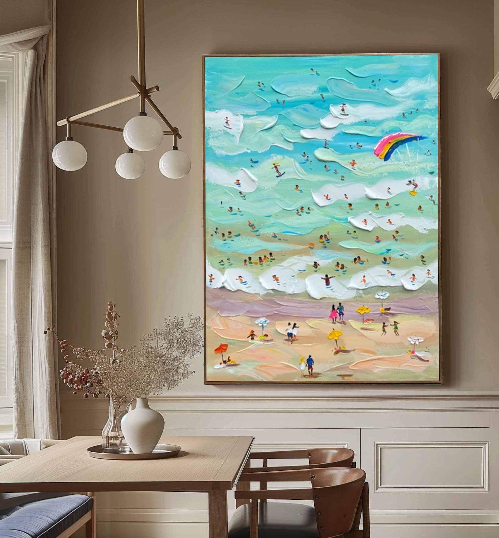 Vibrant Beach Scene Canvas Colorful Coastal Wall Art #CAP 030