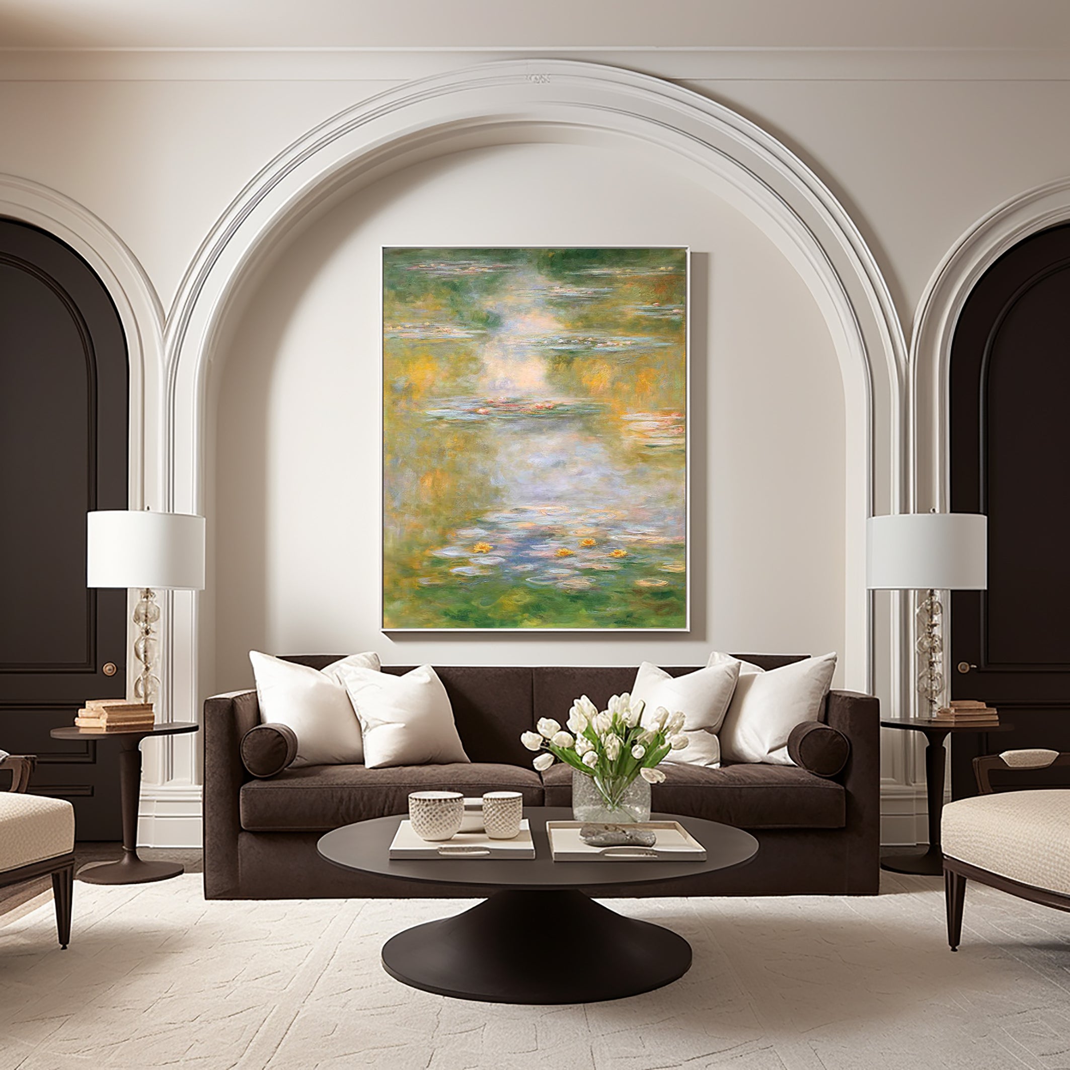 Monet Inspired Water Lilies, Impressionist Cascade #BGA 178