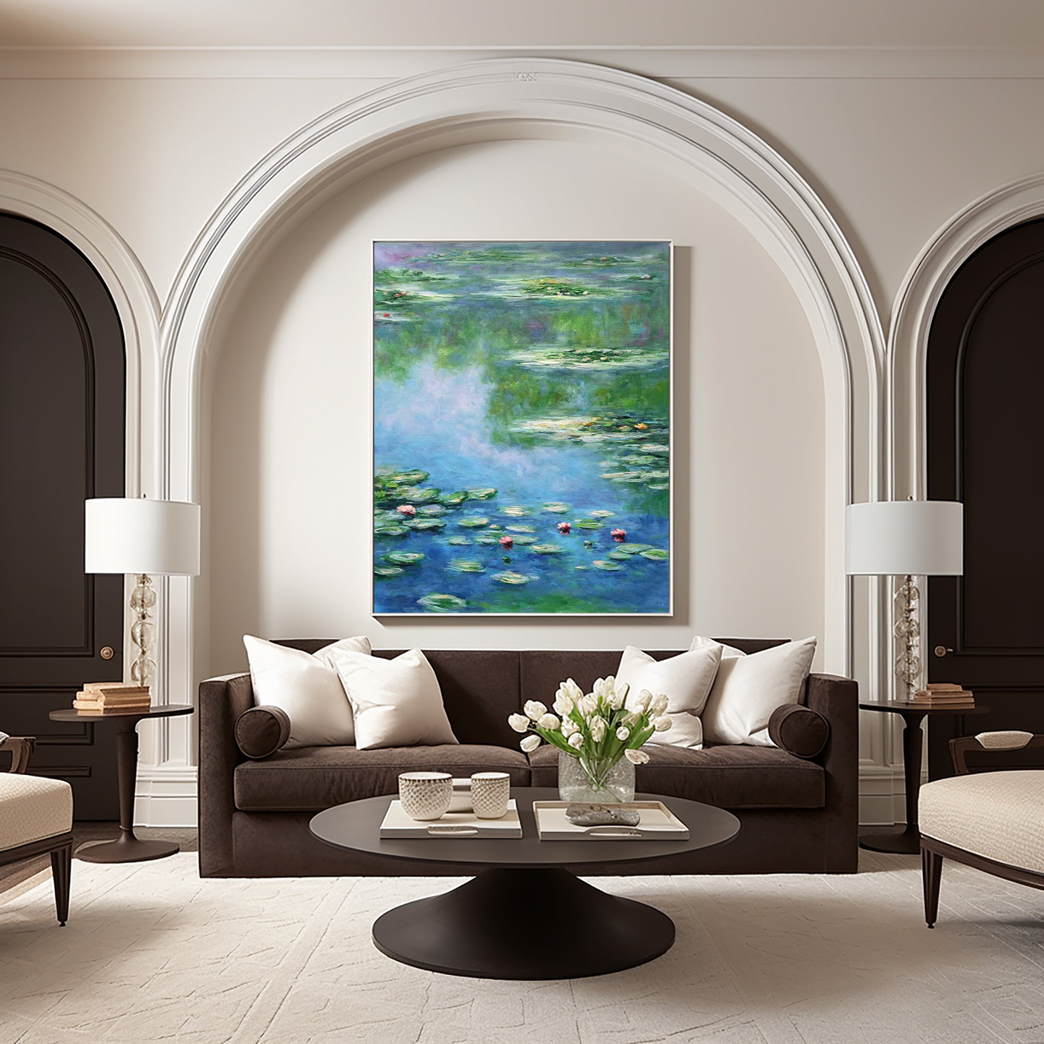 Monet Tribute Lilies, Impressionist Pond Scene #BGA 182