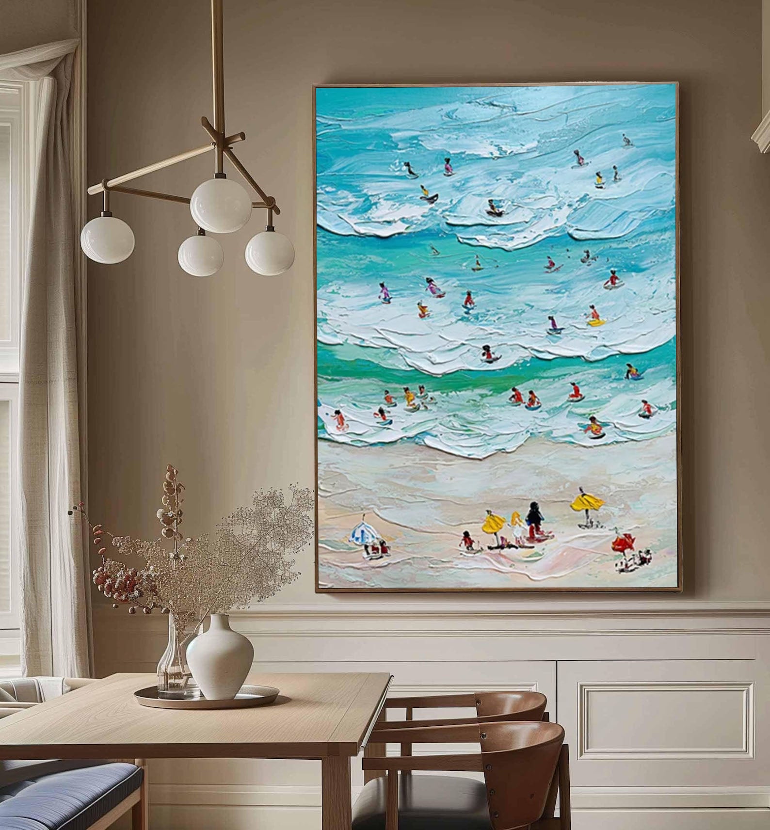Vibrant Beach Scene Canvas Colorful Coastal Wall Art #CAP 029