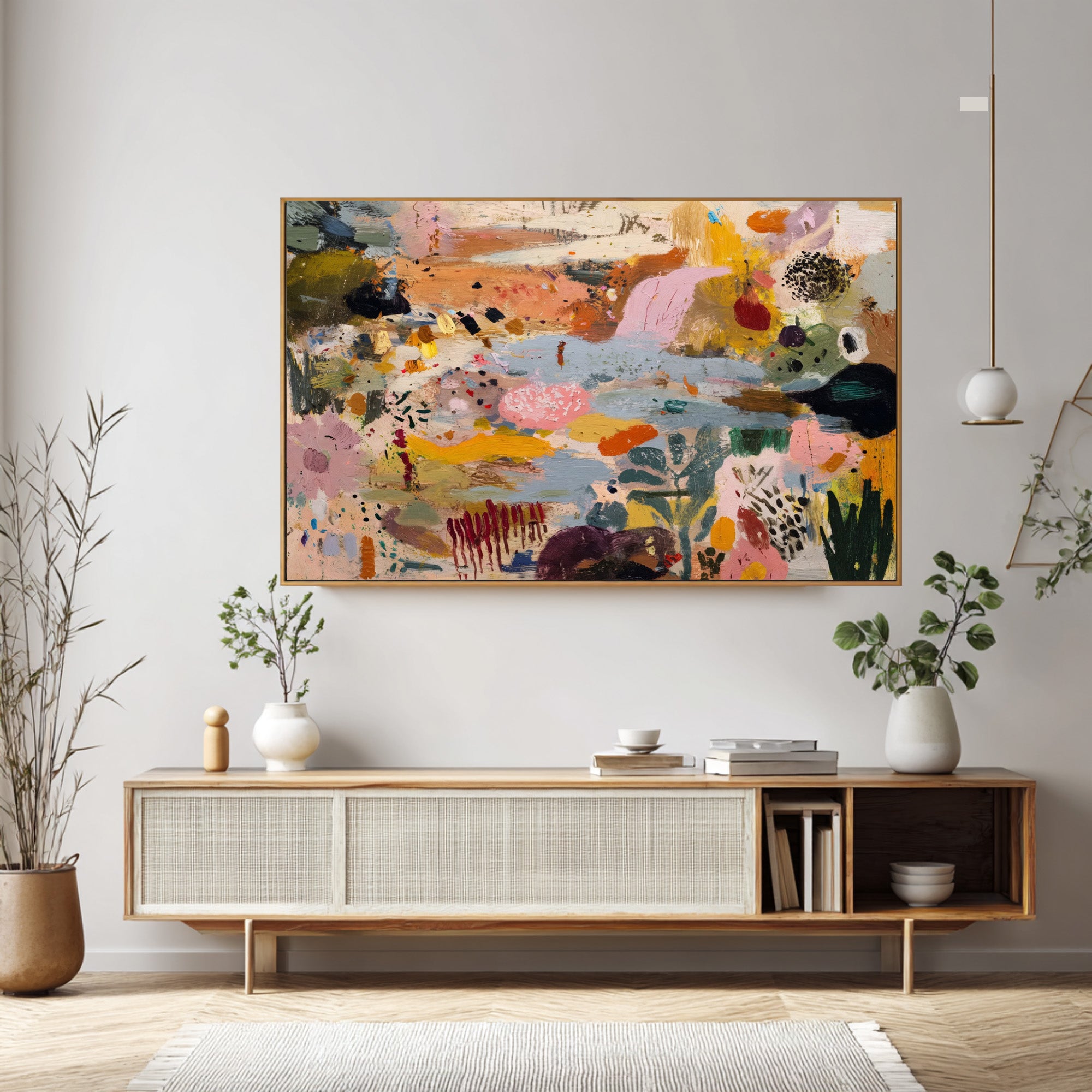 Large Colorful Abstract Landscape Painting for Living Room