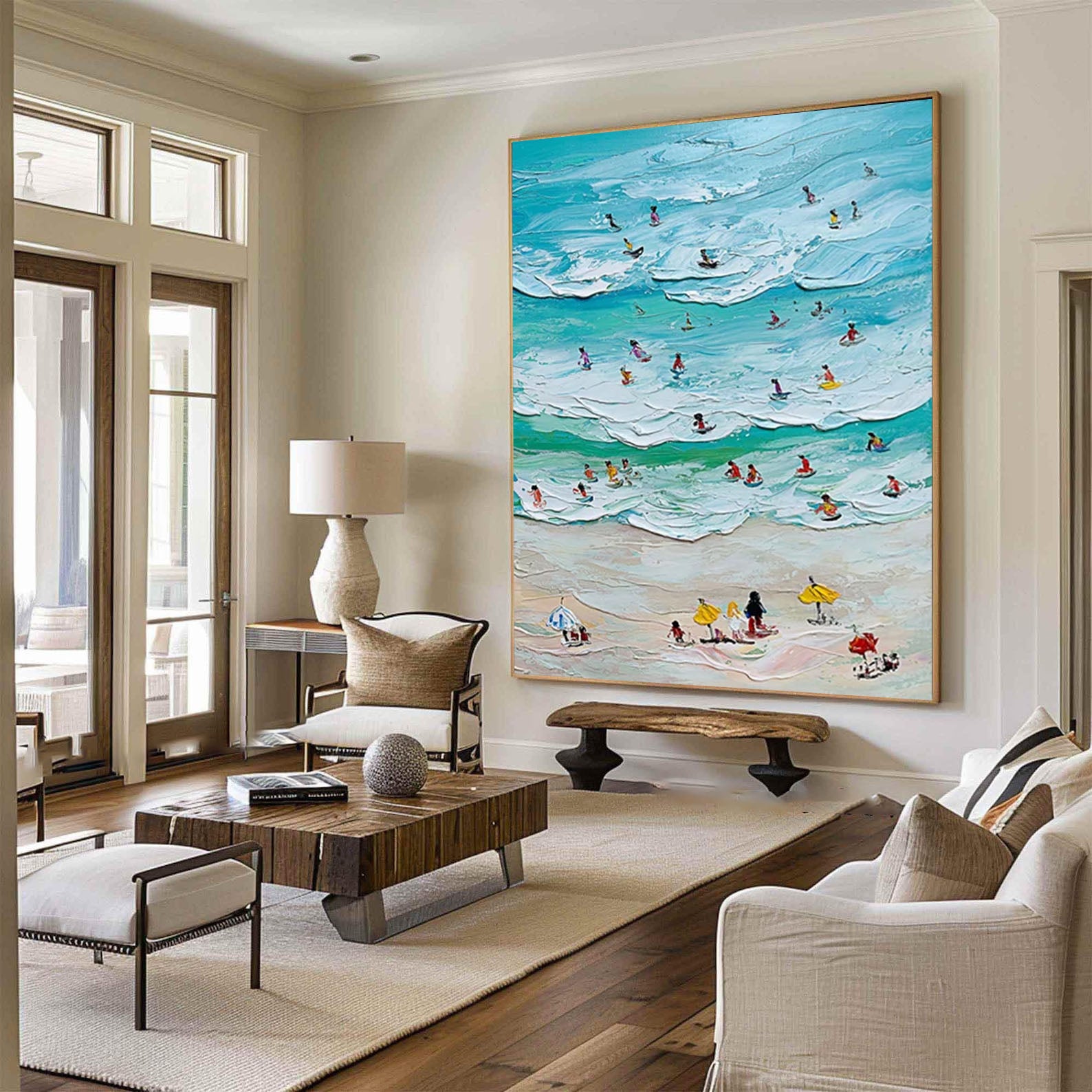 Vibrant Beach Scene Canvas Colorful Coastal Wall Art #CAP 029