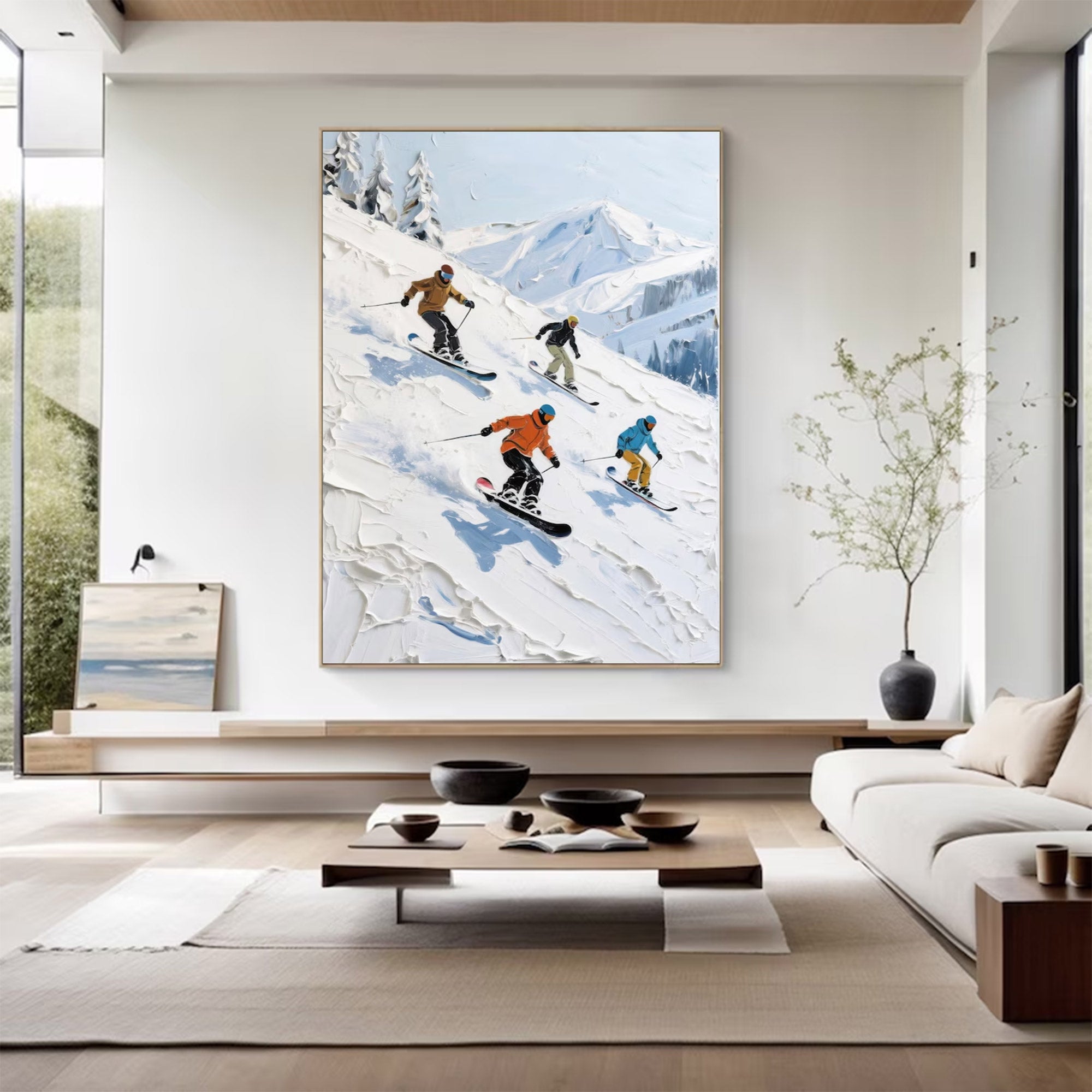 Large Figurative Skiers Mountain Art | MuroArt #WGA 016