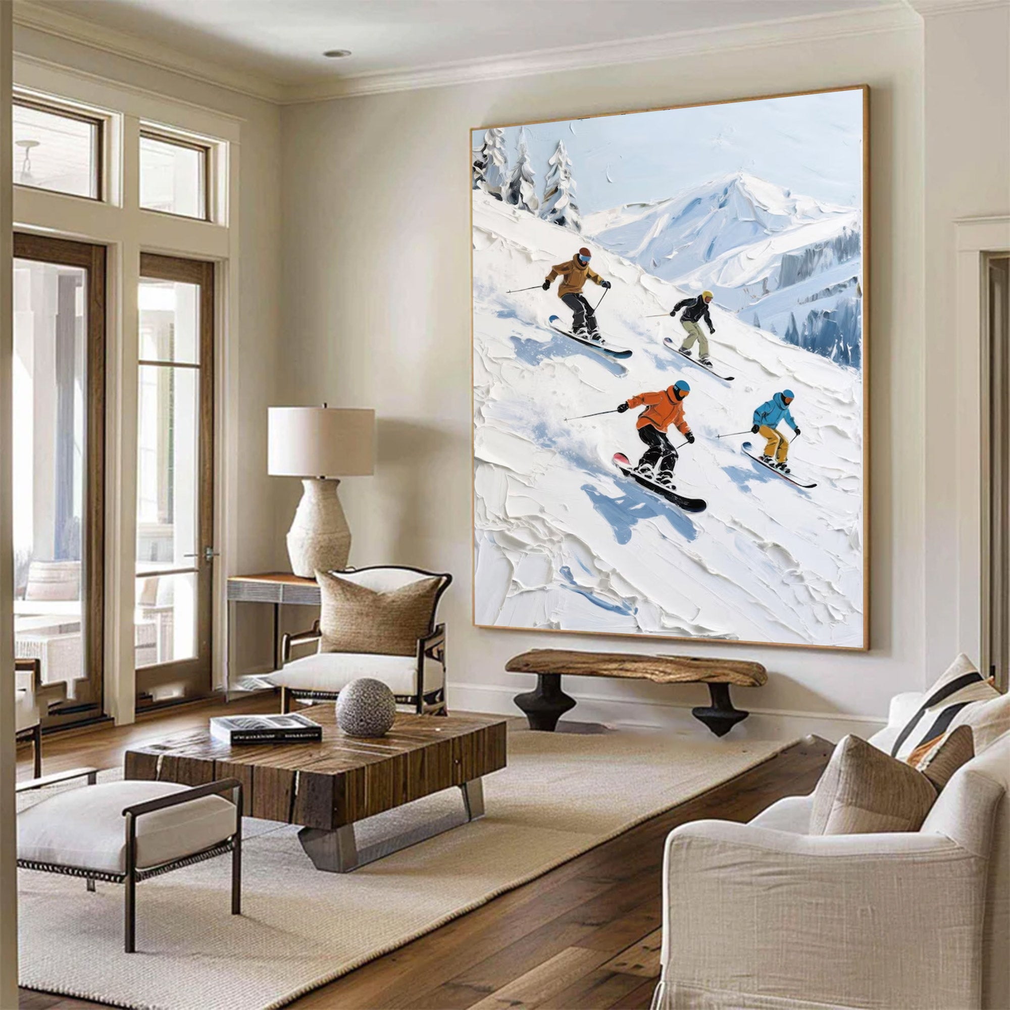 Large Figurative Skiers Mountain Art | MuroArt #WGA 016