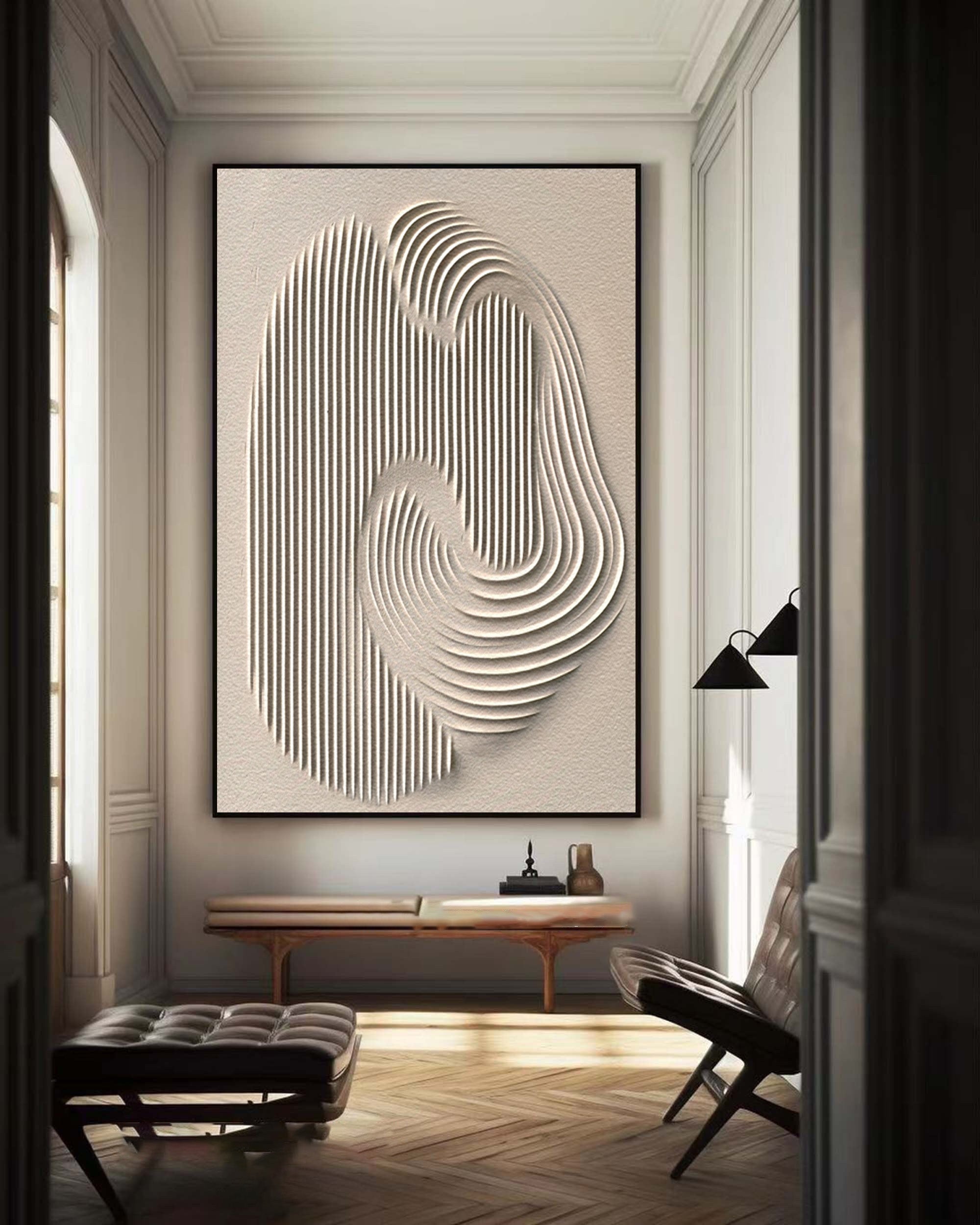 Abstract Canvas Wall Art - Minimalist White Painting for Modern Homes #BBS 032