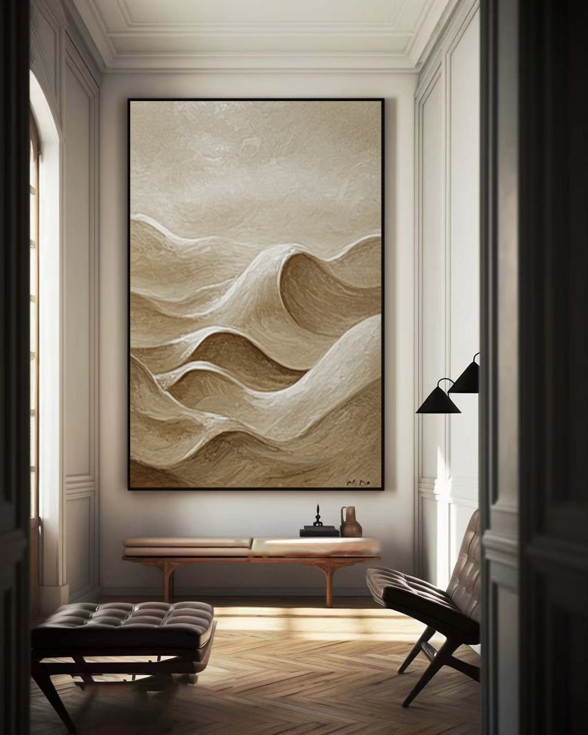 Neutral Abstract Mountain Wall Art - Minimalist Canvas for Living Rooms #BBS 034