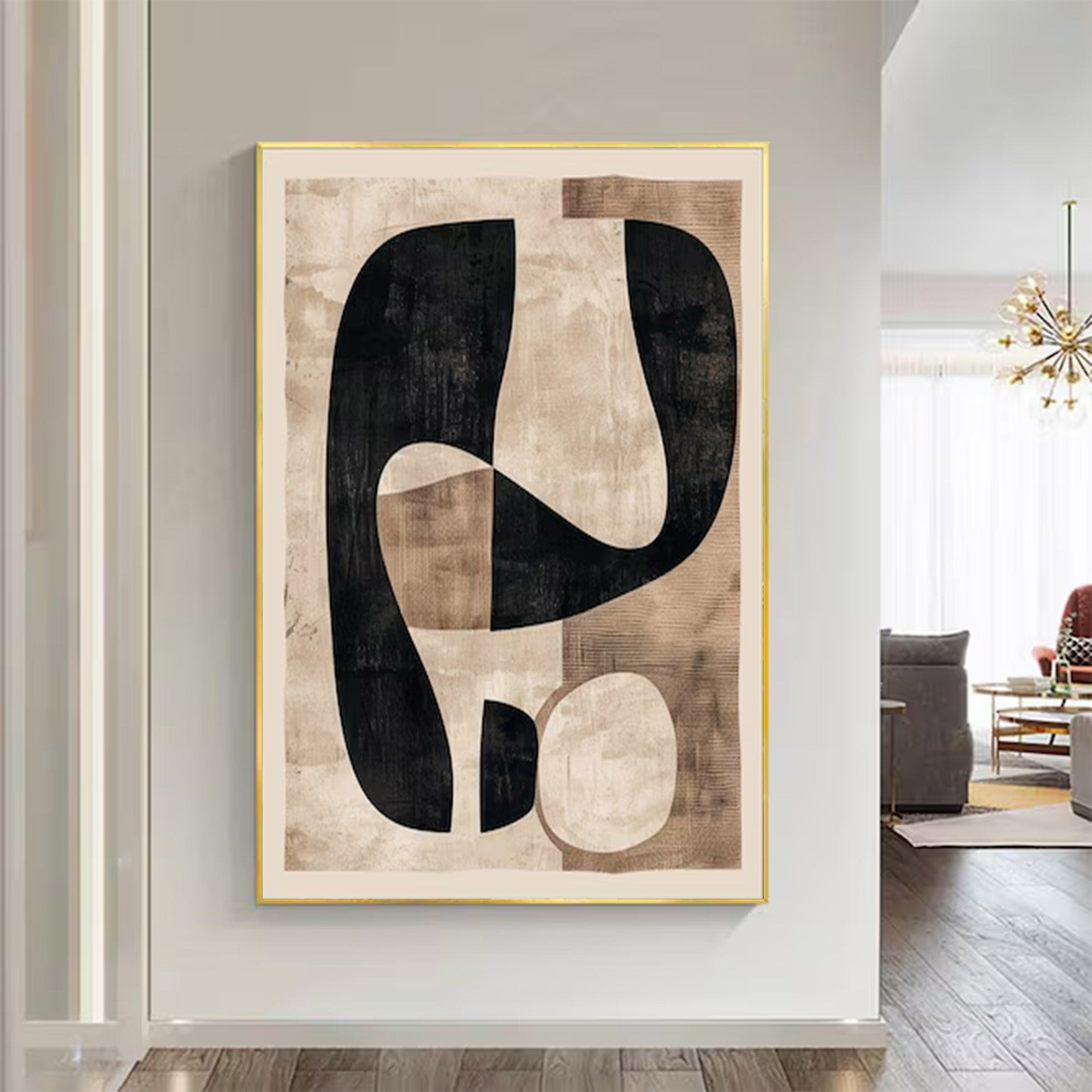 Large Abstract Black And Beige Art | MuroArt #WGA 017