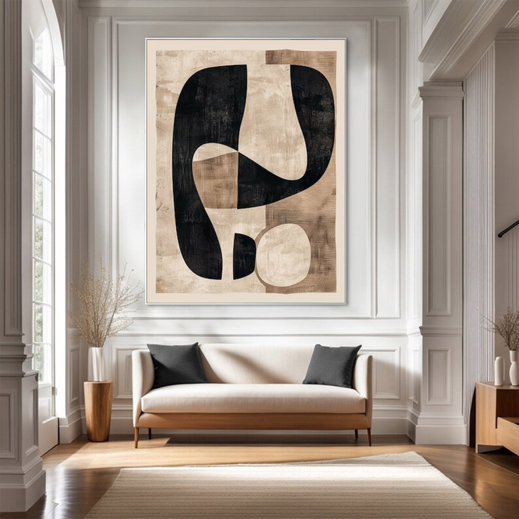 Large Abstract Black And Beige Art | MuroArt #WGA 017