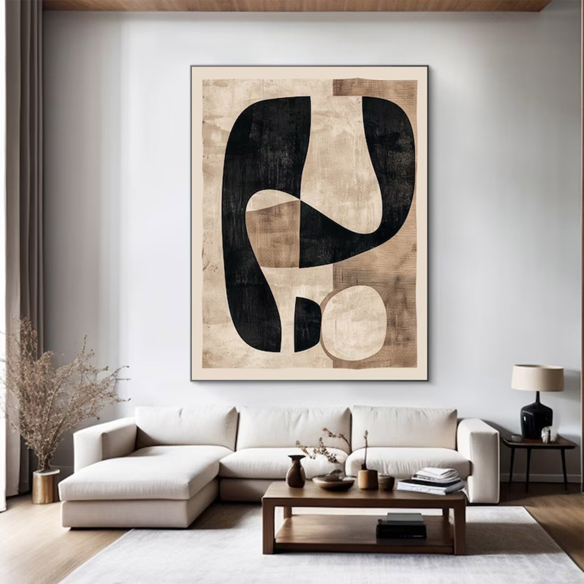 Large Abstract Black And Beige Art | MuroArt #WGA 017