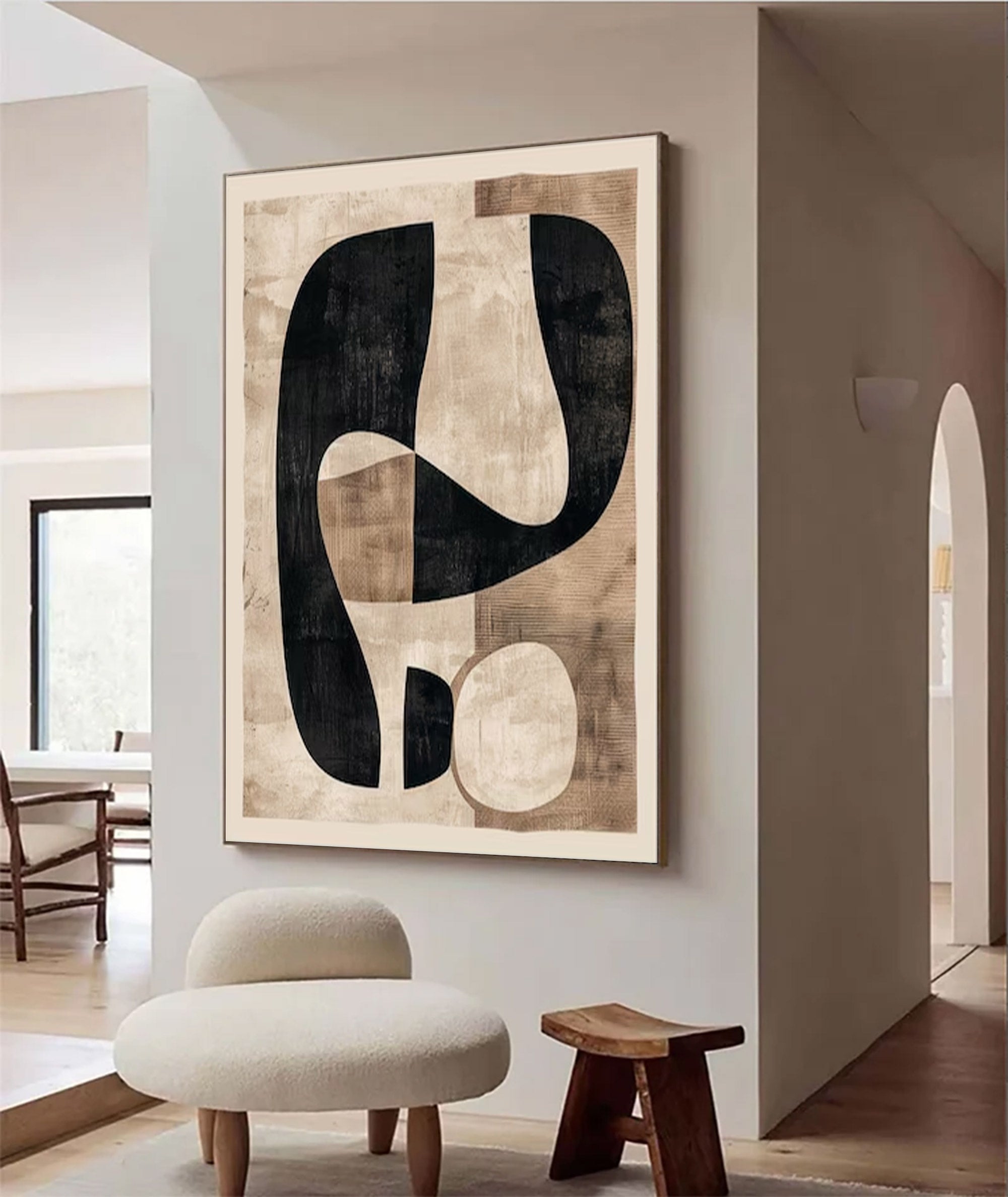 Large Abstract Black And Beige Art | MuroArt #WGA 017