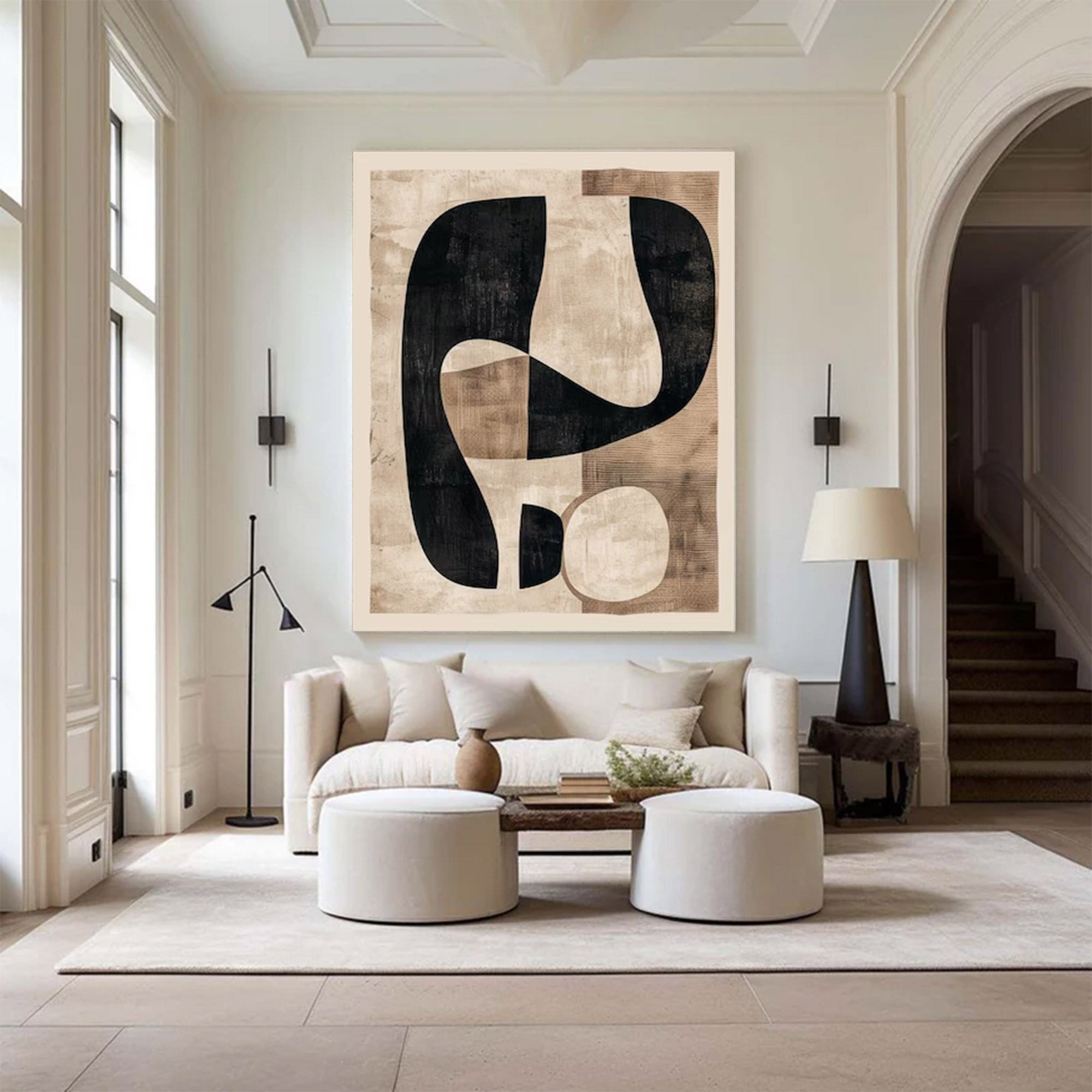 Large Abstract Black And Beige Art | MuroArt #WGA 017