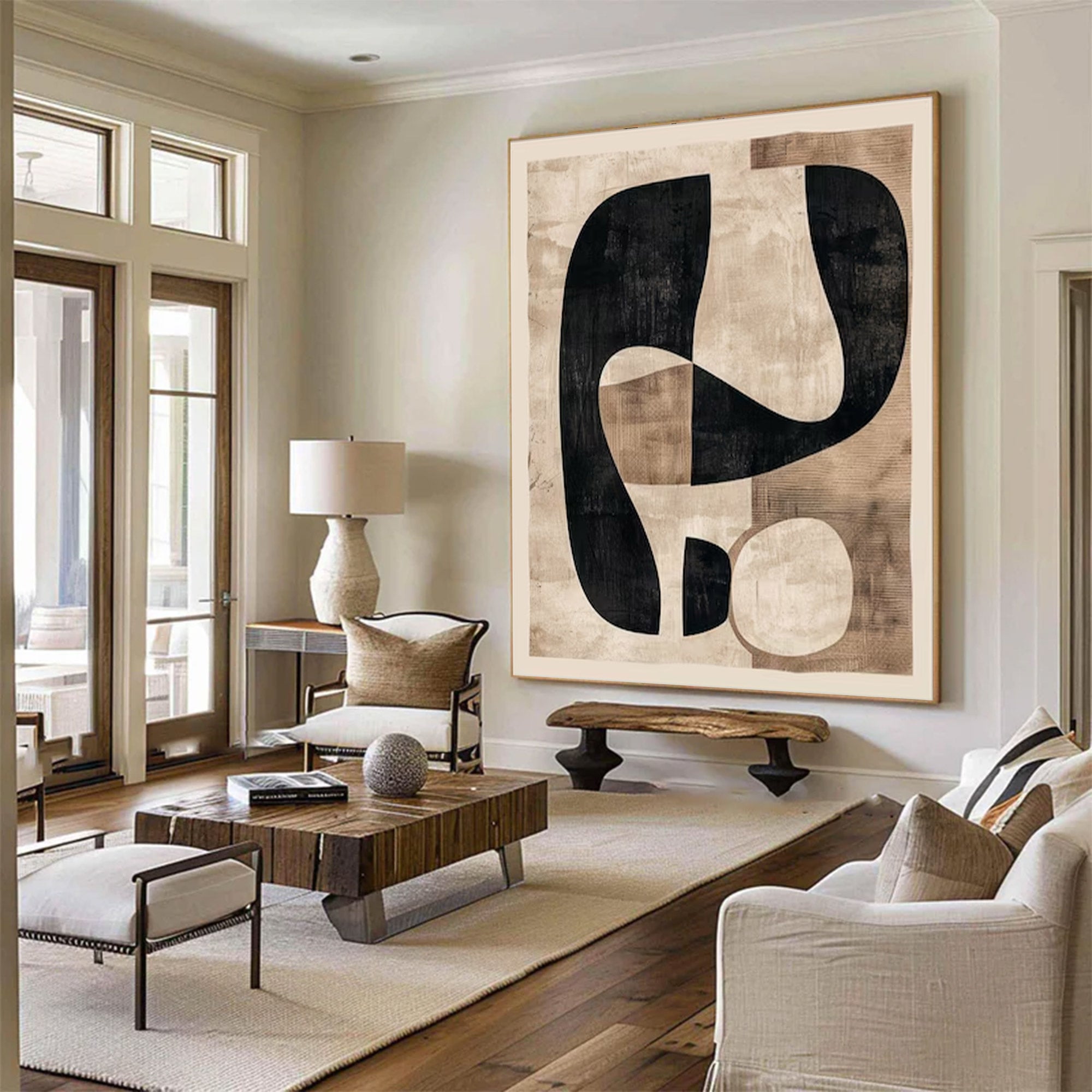Large Abstract Black And Beige Art | MuroArt #WGA 017