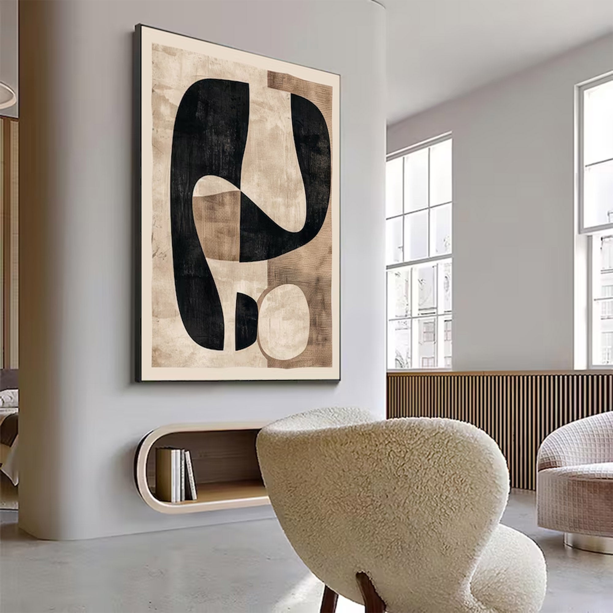 Large Abstract Black And Beige Art | MuroArt #WGA 017