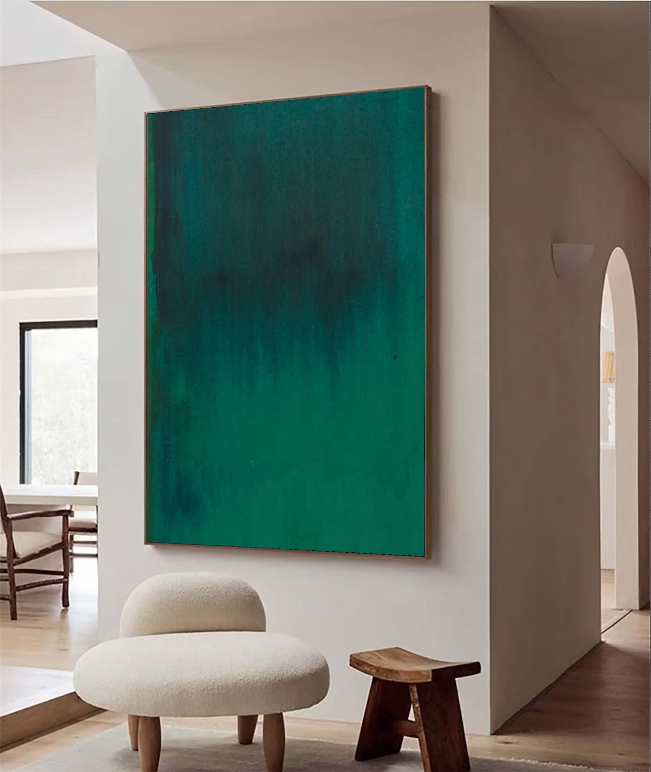 Aurora Green Canvas, Atmospheric Minimalist Decor #BGA 198