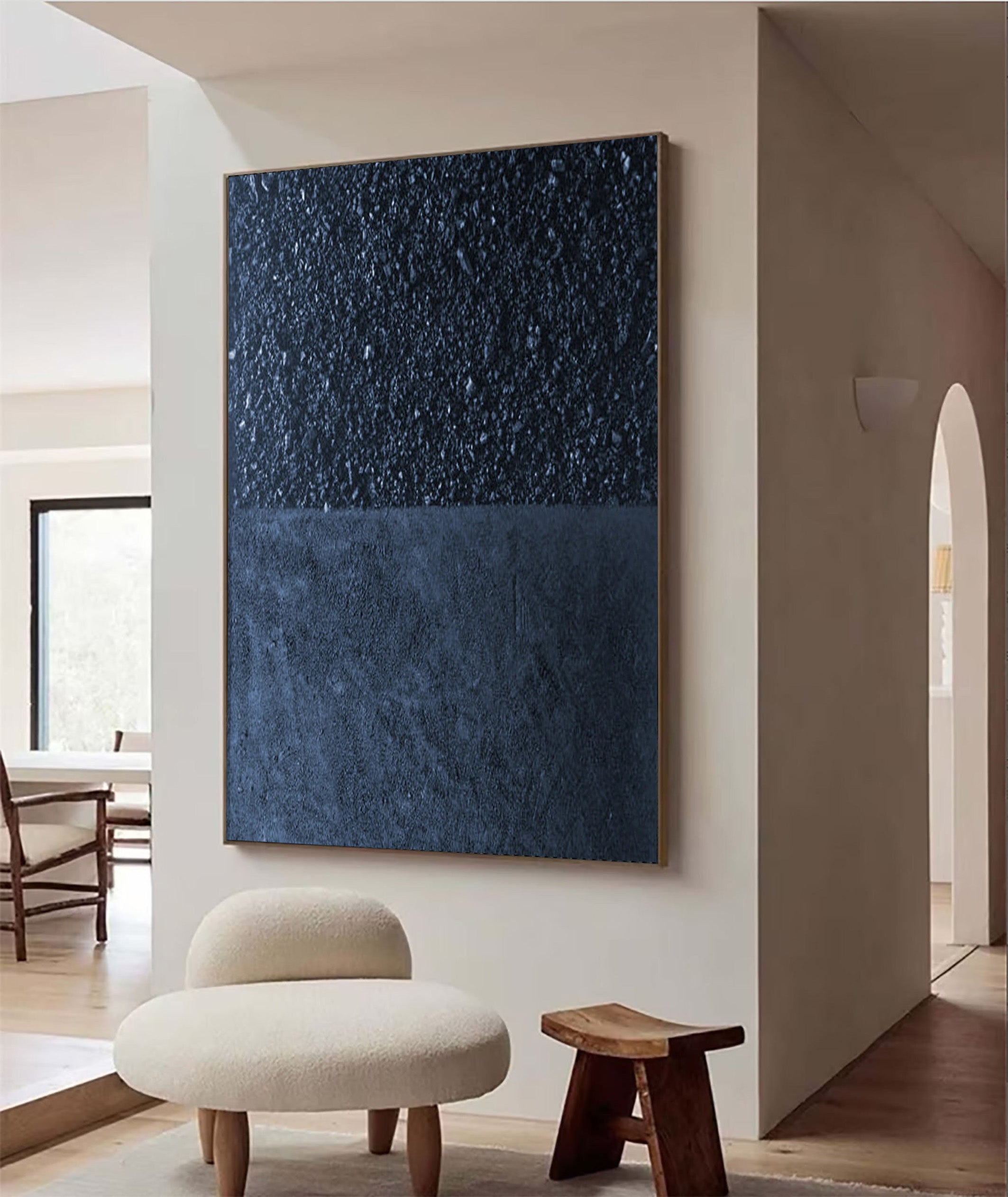 Minimalist Dark Blue Canvas, Textured Abstract Art #BGA 197