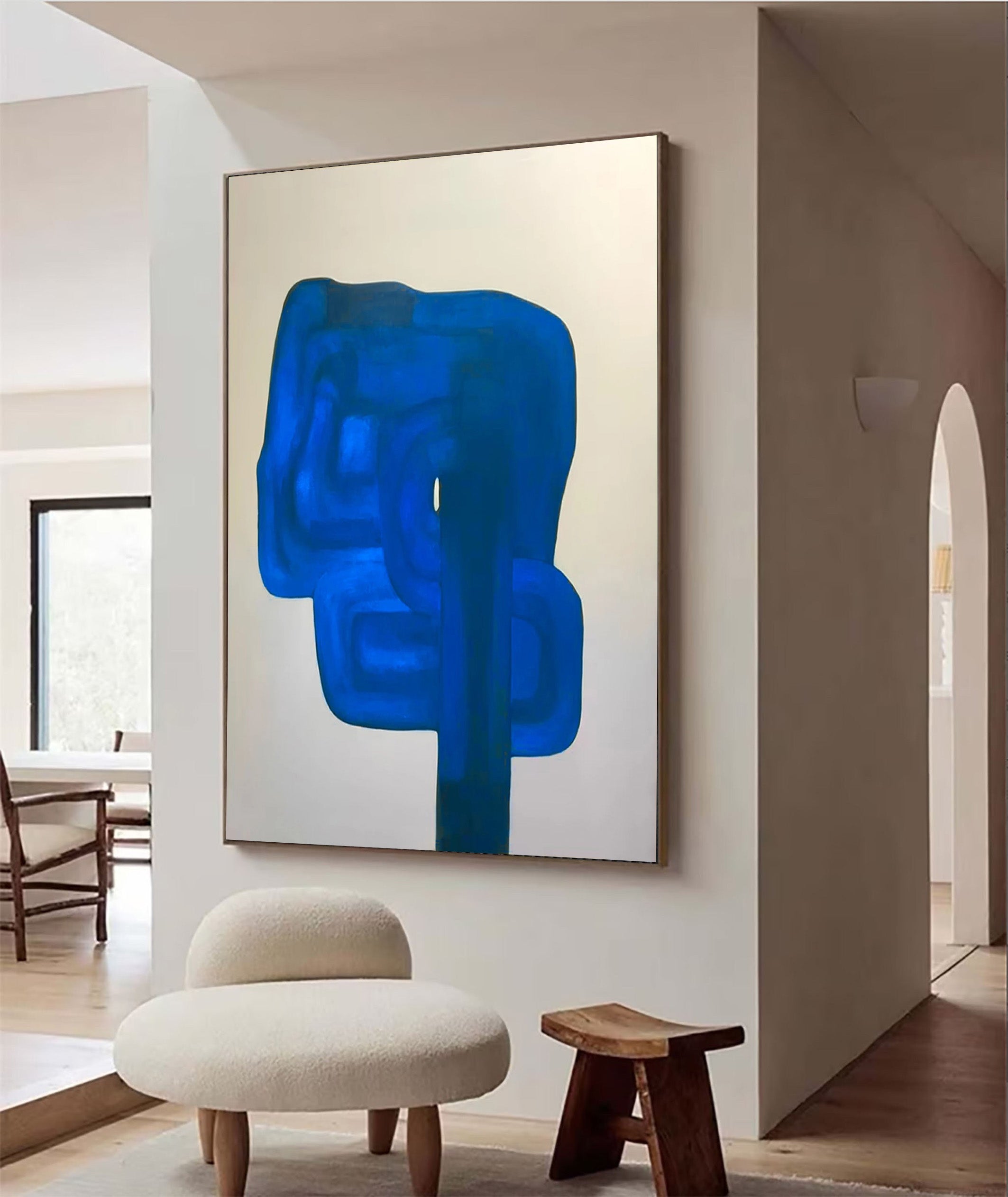 Azure Form: Bold Blue Abstract, Modern Minimalist Art #BGA 201