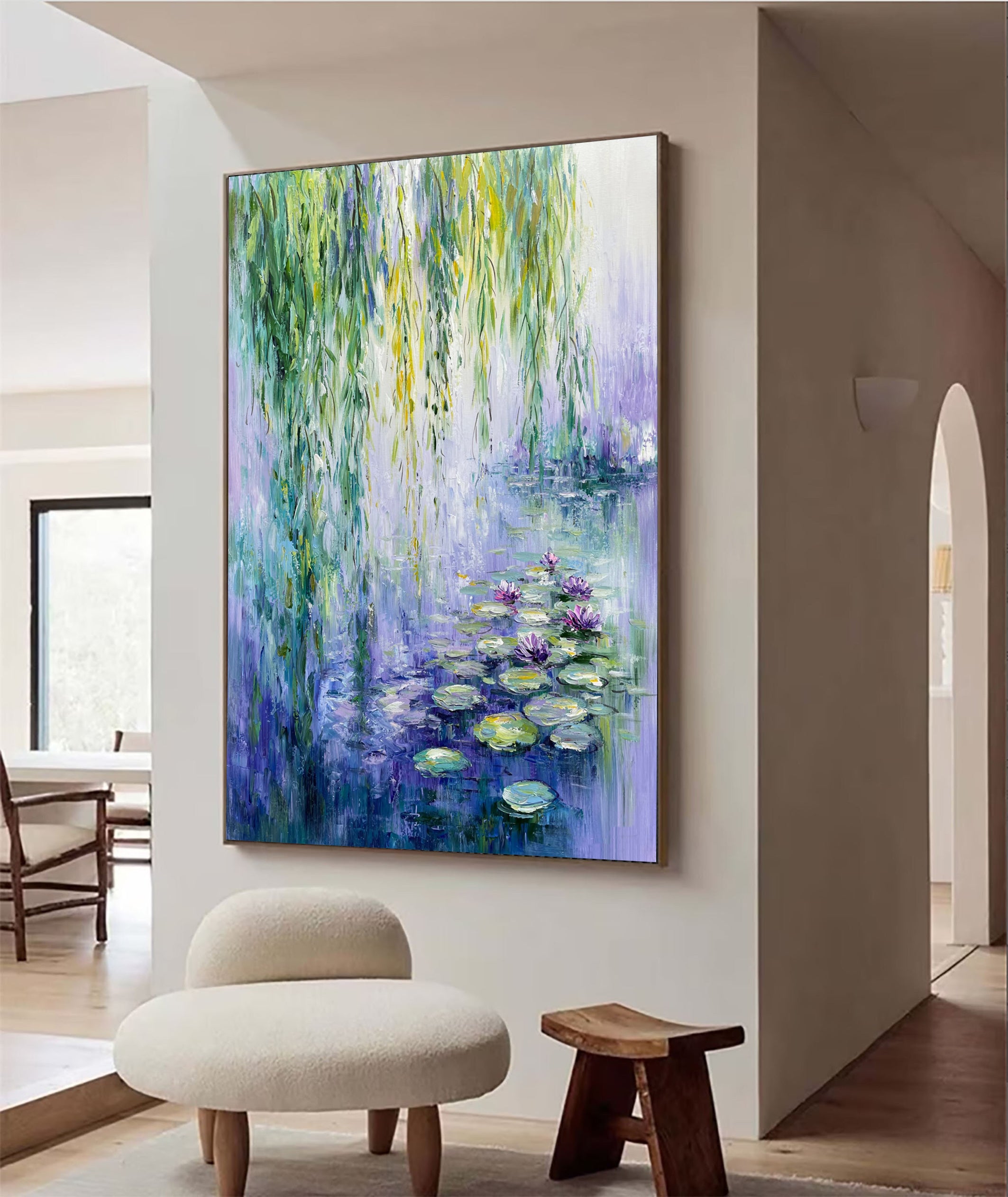 Monet's Water Lilies Tribute, Weeping Willow Landscape #BGA 173