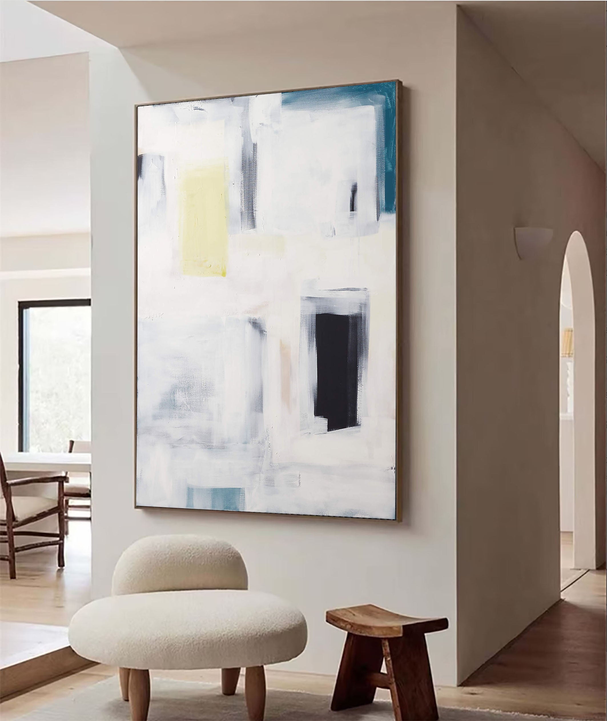 Geometric Abstraction in Soft Tones, Modern Minimalist Art #BGA 091