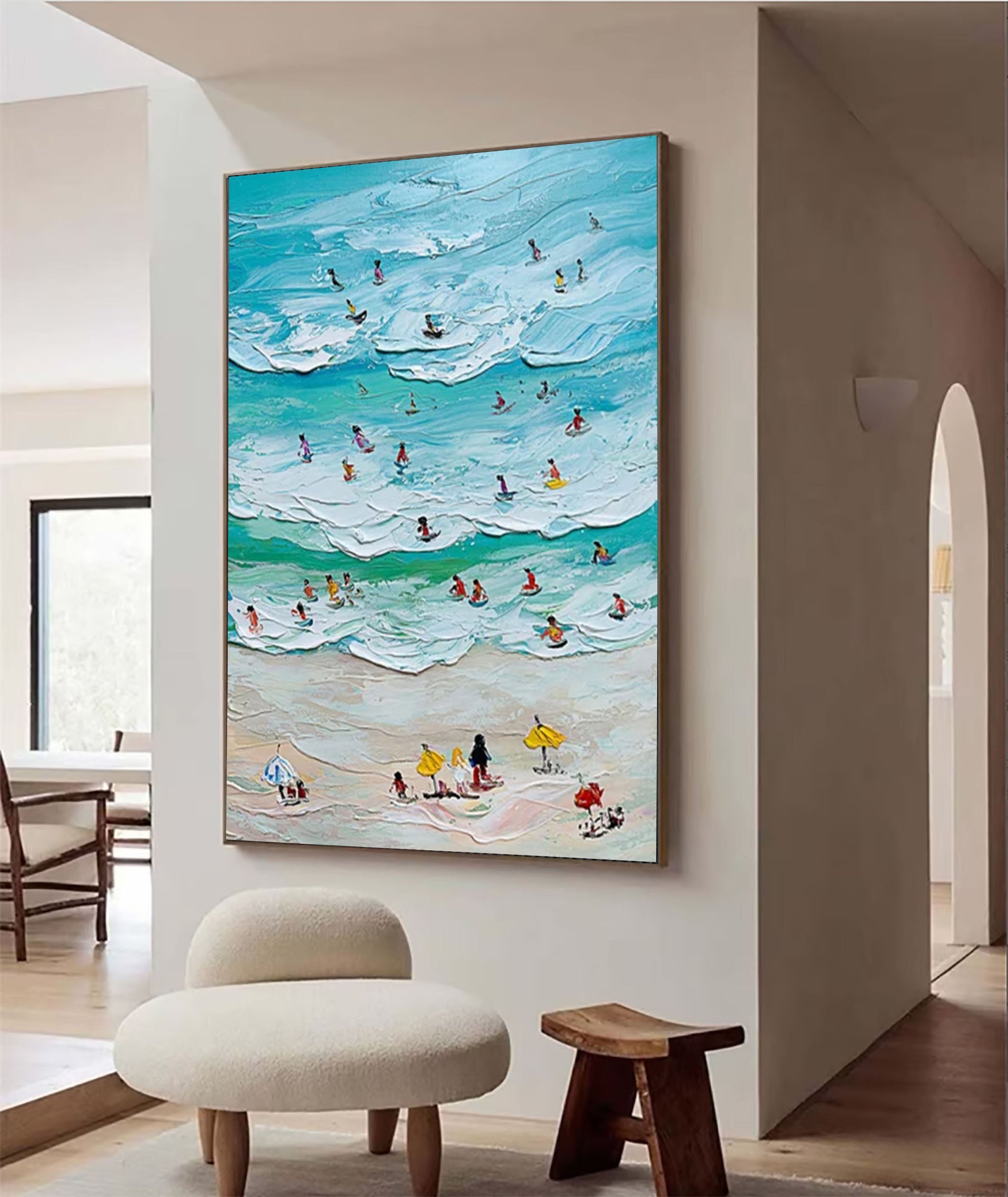 Vibrant Beach Scene Canvas Colorful Coastal Wall Art #CAP 029