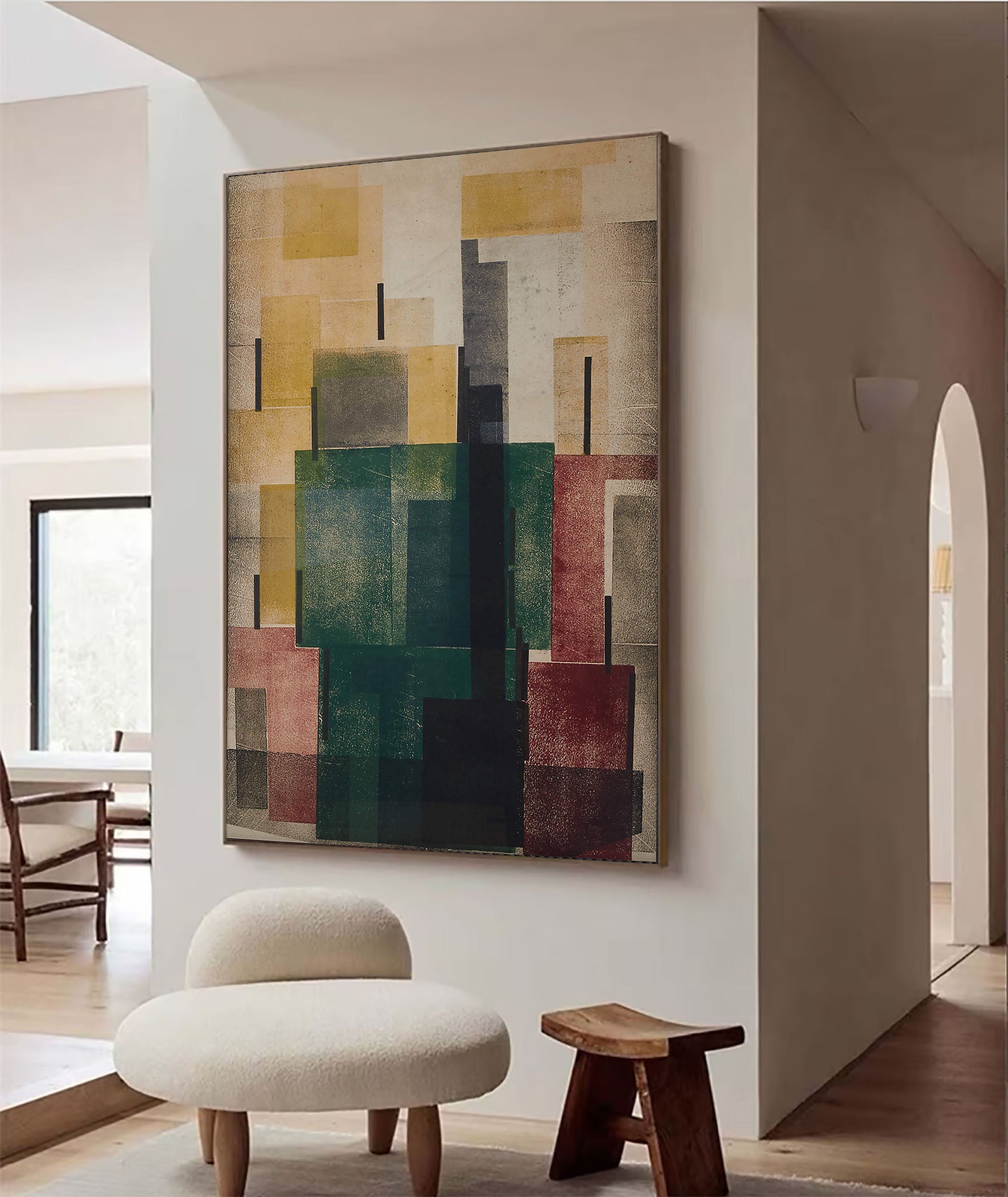 Urban Abstract With Layered Shapes, Contemporary Canvas #BGA 098