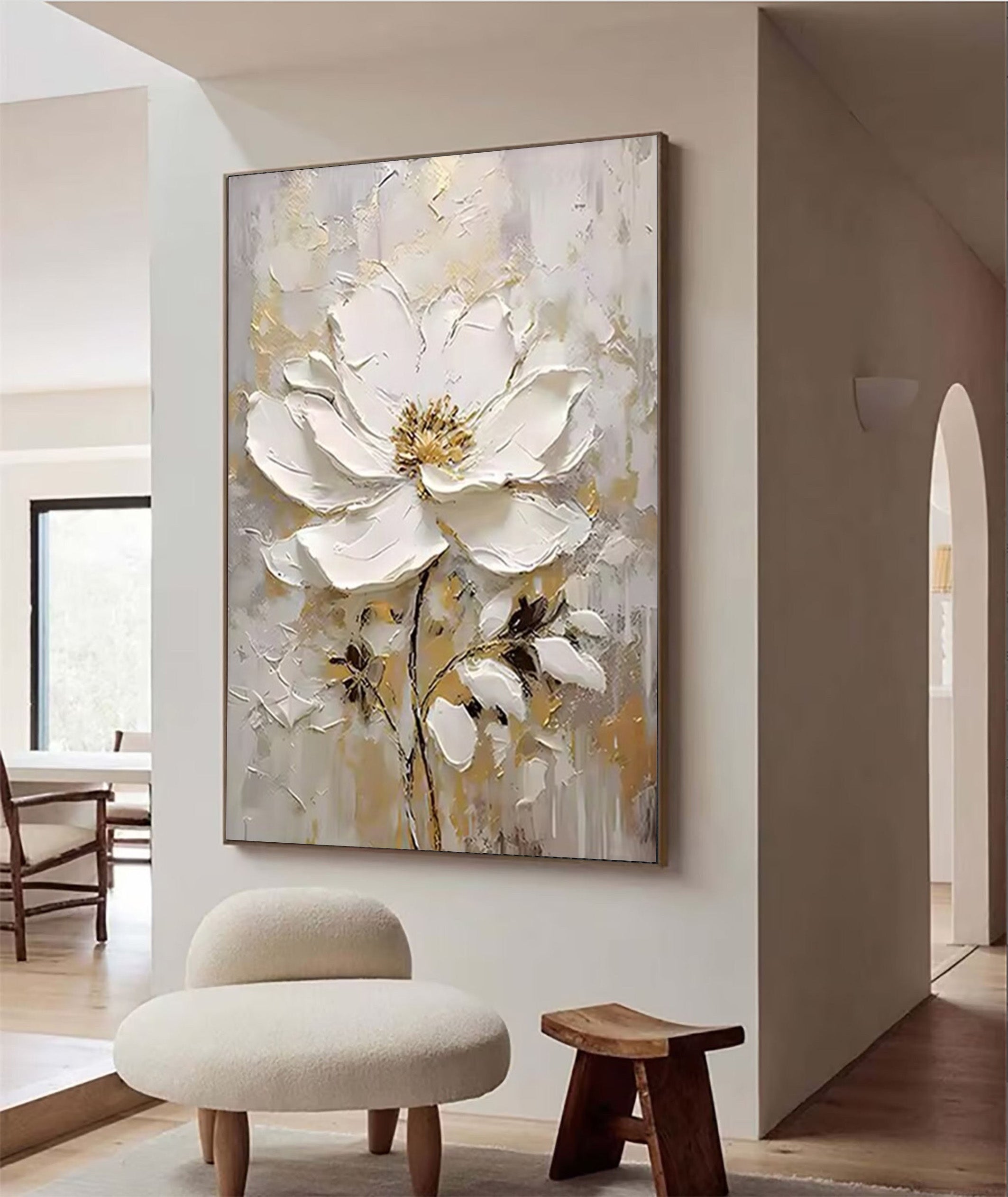 Inspirational Bloom: 3D Flower Art, Large Canvas Statement #BGA 207