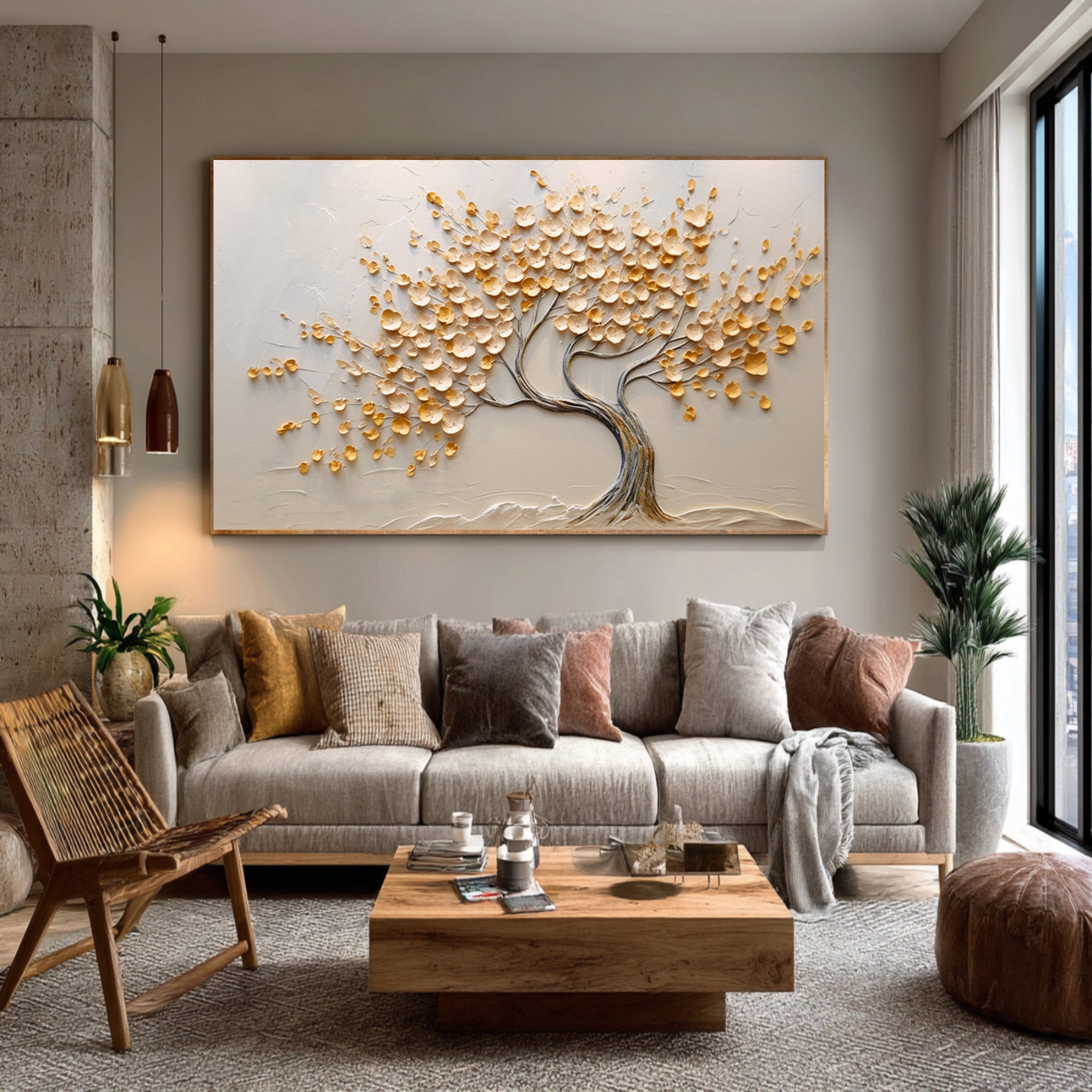 Tree of Life Art Modern Relief Painting for Living Room #WG 091