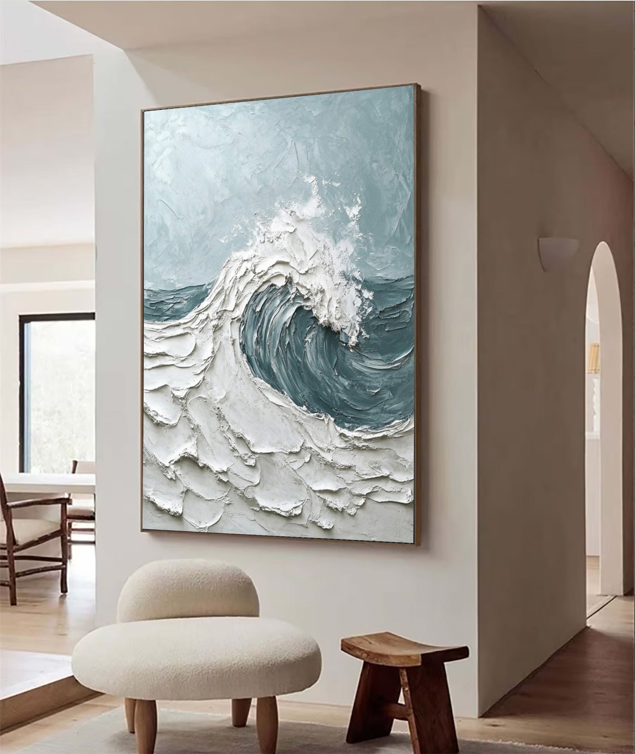 Contemporary Ocean Art with Thick Texture and Dynamic Wave #BGA 282
