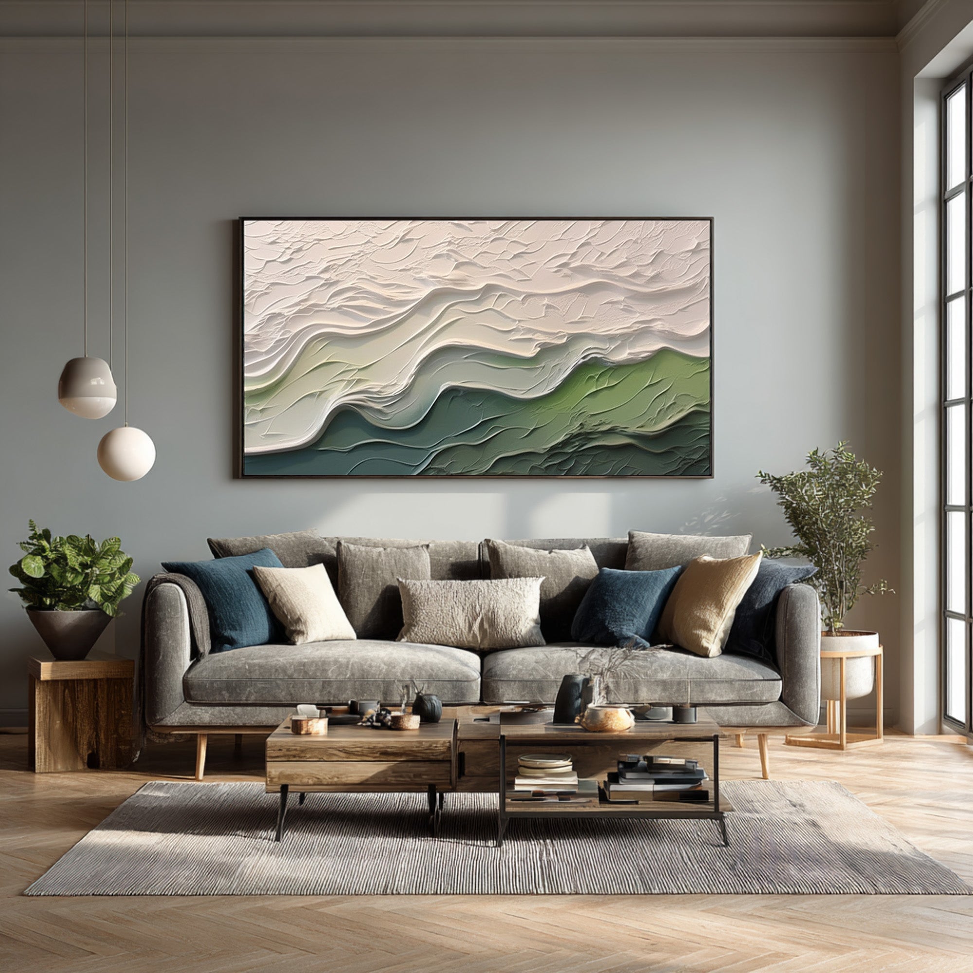 Impasto Seascape Painting Abstract Beach Waves #WG 092