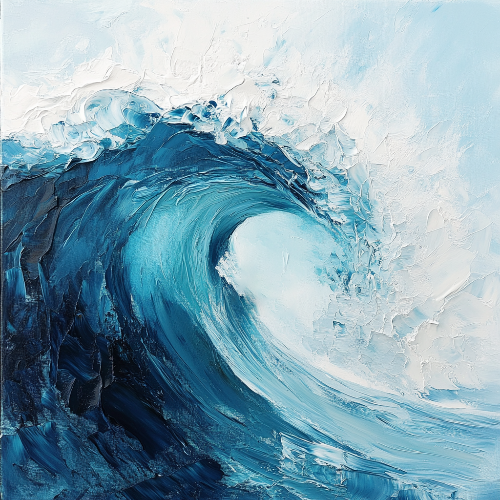 Sculpted Swell: Bold Impasto Wave, Richly Textured Ocean Art #BGA 230