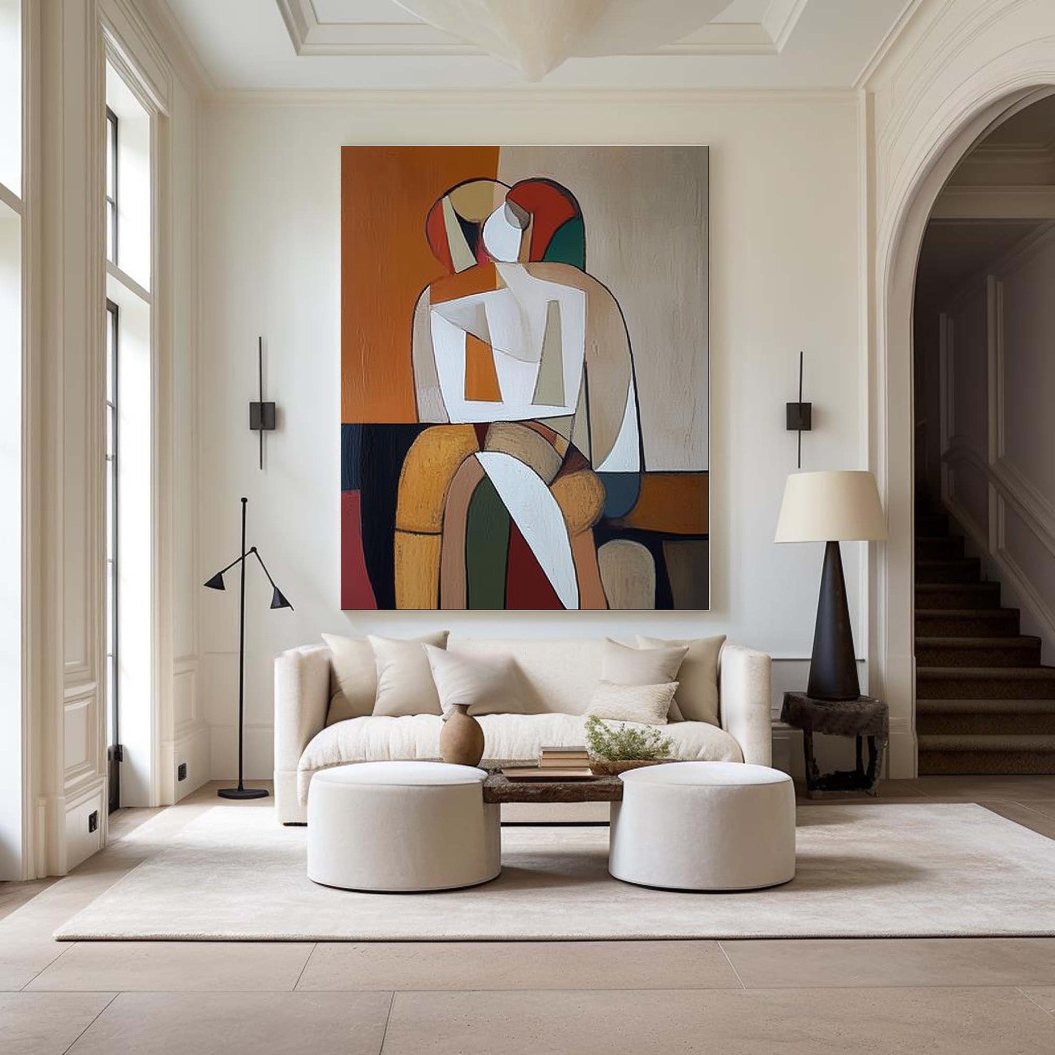Modern Figurative Art, Bold Geometric Narrative with Color Contrast #BGA 261