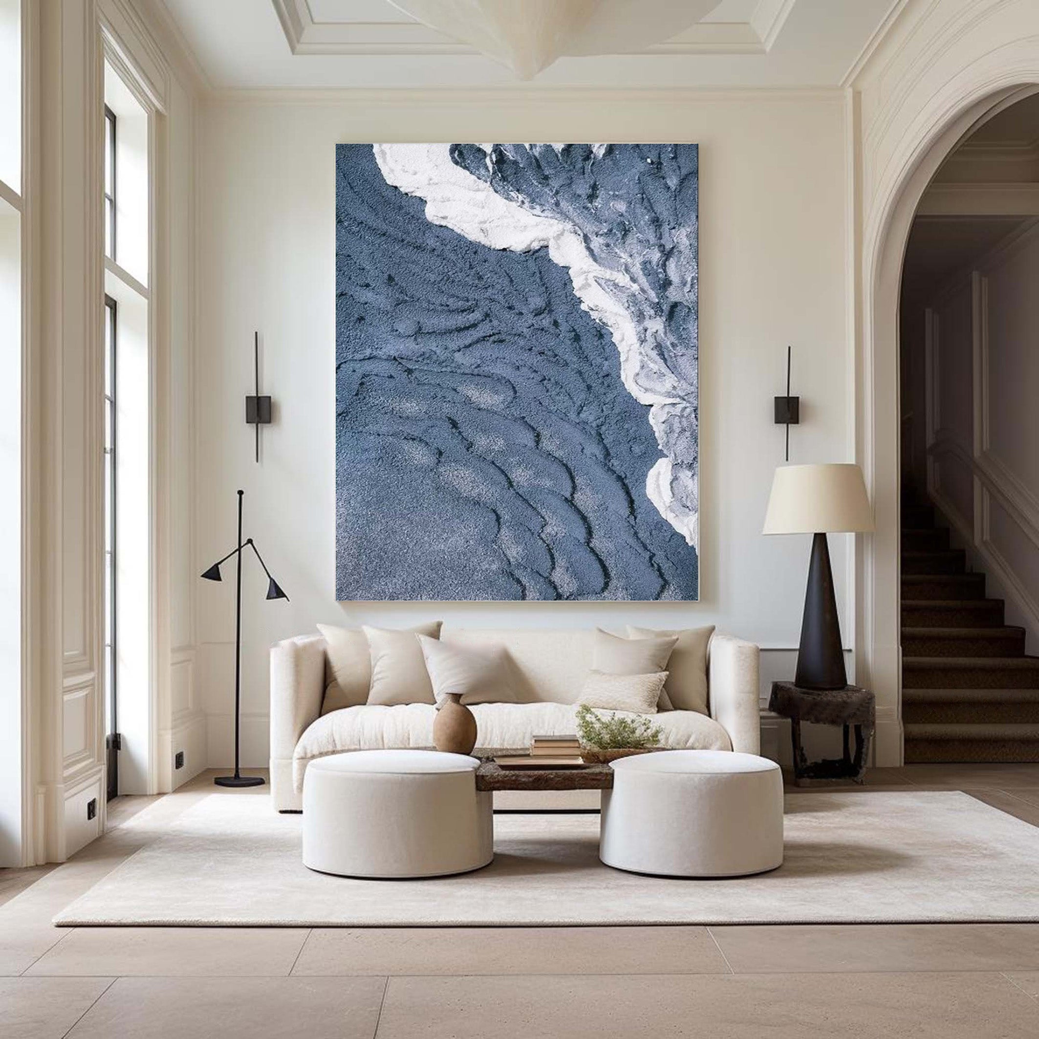 Contemporary Overhead Ocean Painting, Tactile Water Texture #BGA 245