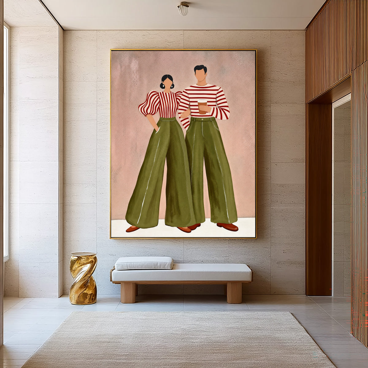 Contemporary Couple Portrait Painting Modern Wall Art