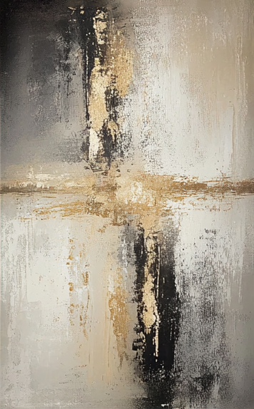 Abstract Canvas with Neutral Tones and Glimmering Center #BGA 292