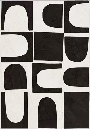 Black and White Canvas, Textured Geometric Matrix Art #BGA 250