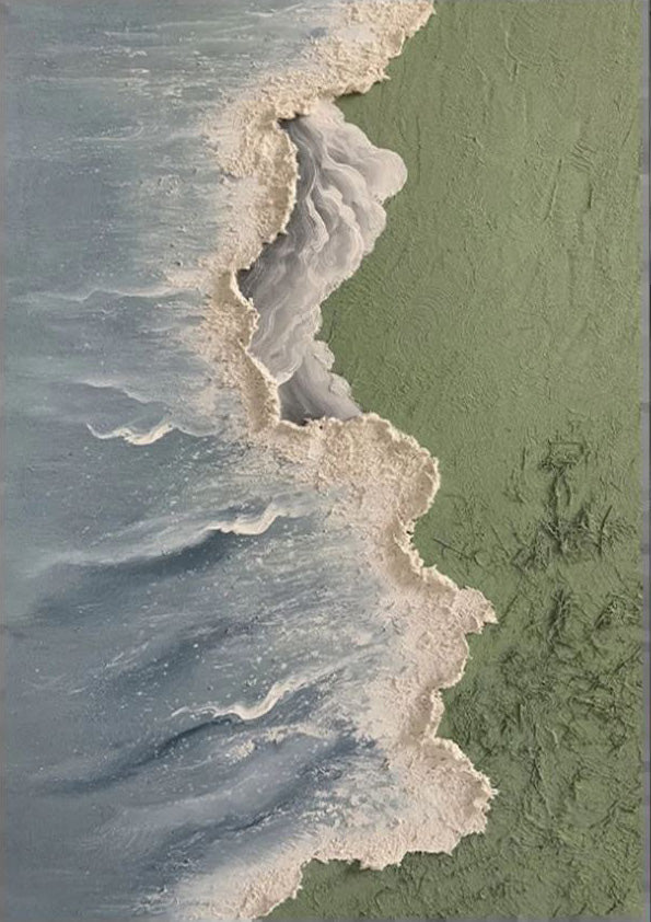 Contemporary Overhead Beach Painting, Tactile Coastal Art #BGA 244