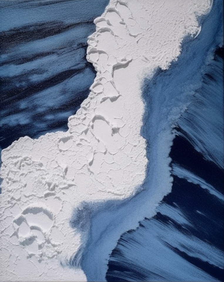 Textured Ocean Abstract, Bold Blue and White Wall Art #BGA 241