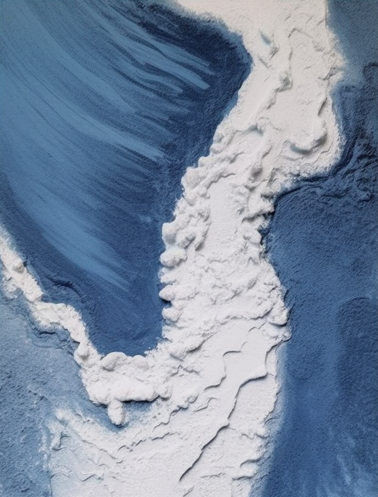 3D Textured Aerial Ocean, Minimalist Blue and White Art #BGA 247