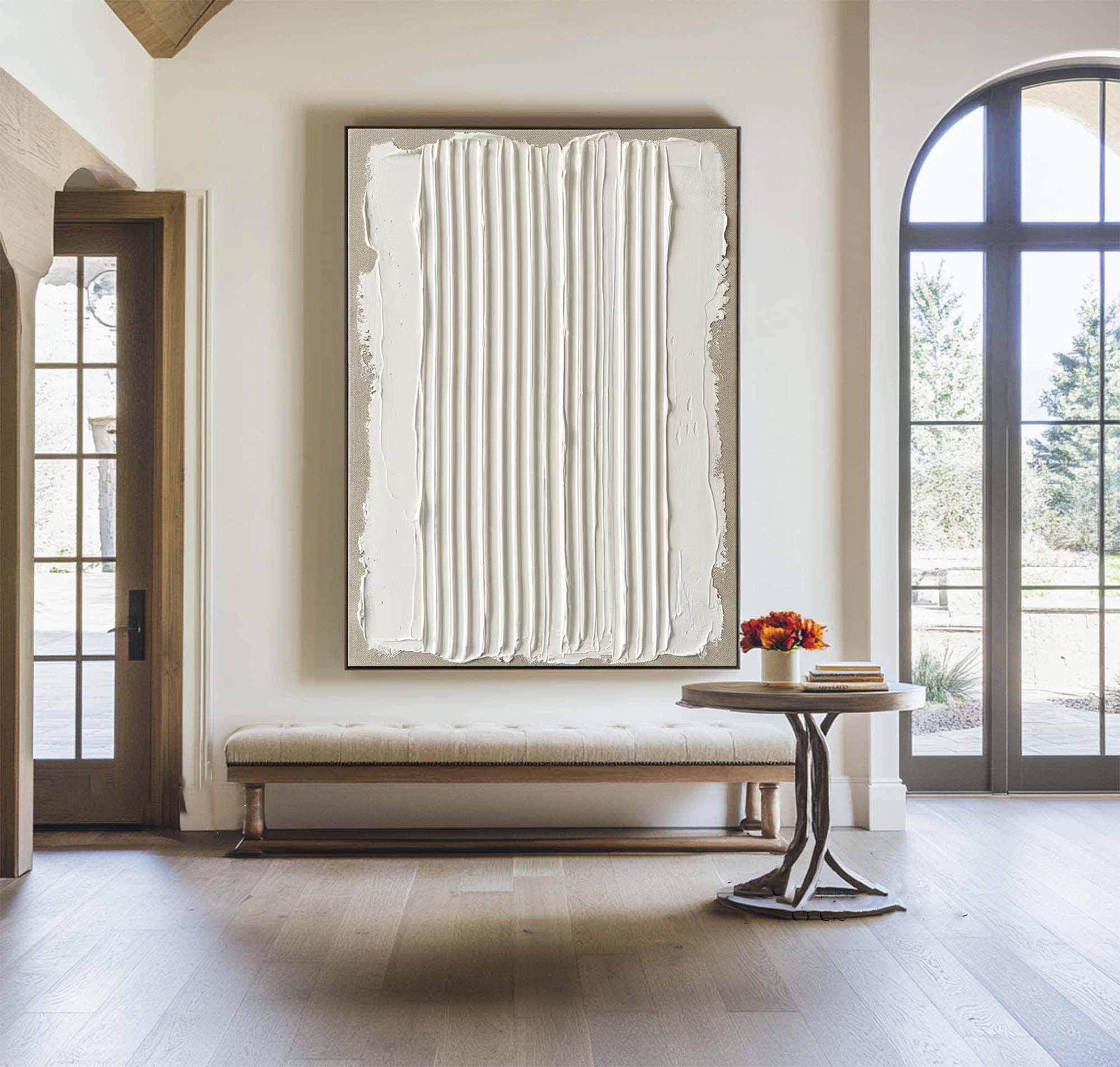 Large Textured Squares Oil Painting – Minimalist Neutral Canvas Art