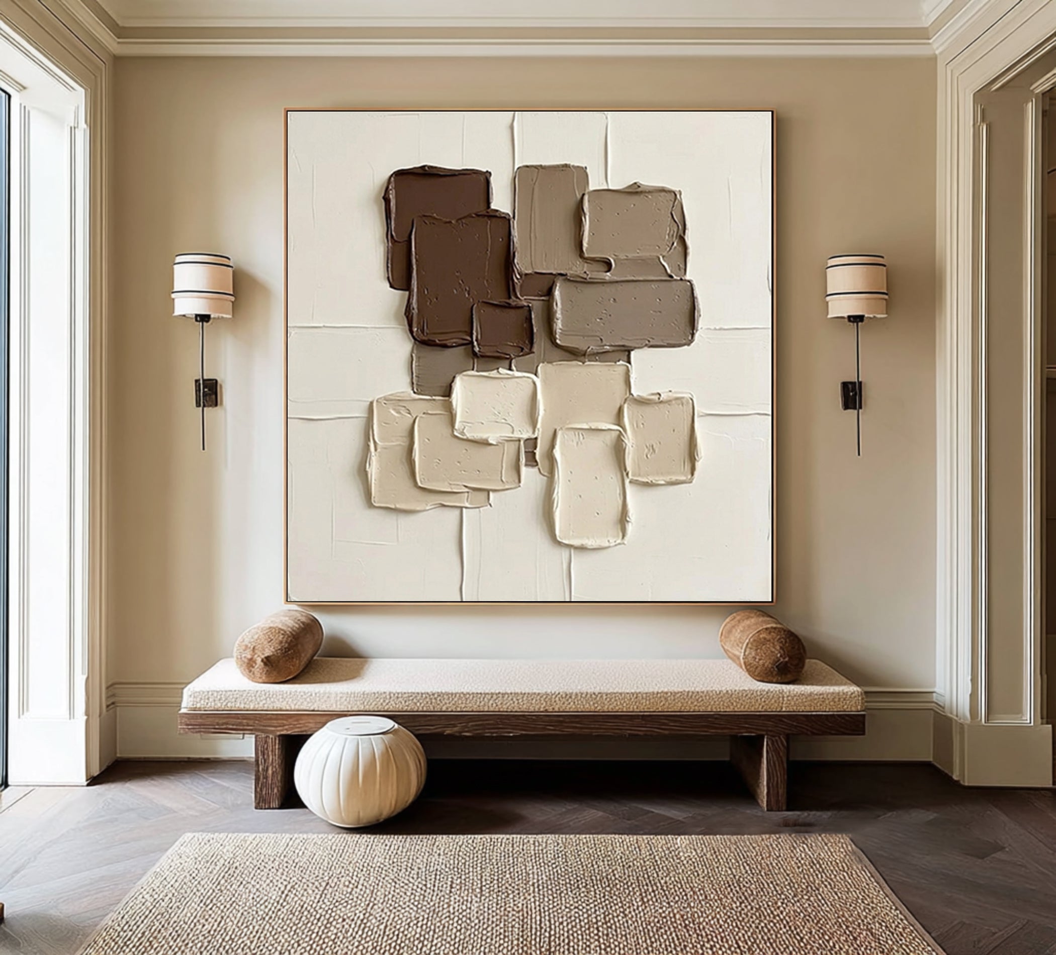 Large Mocha Texture Wall Art Contemporary Neutral Brown Abstract Painting